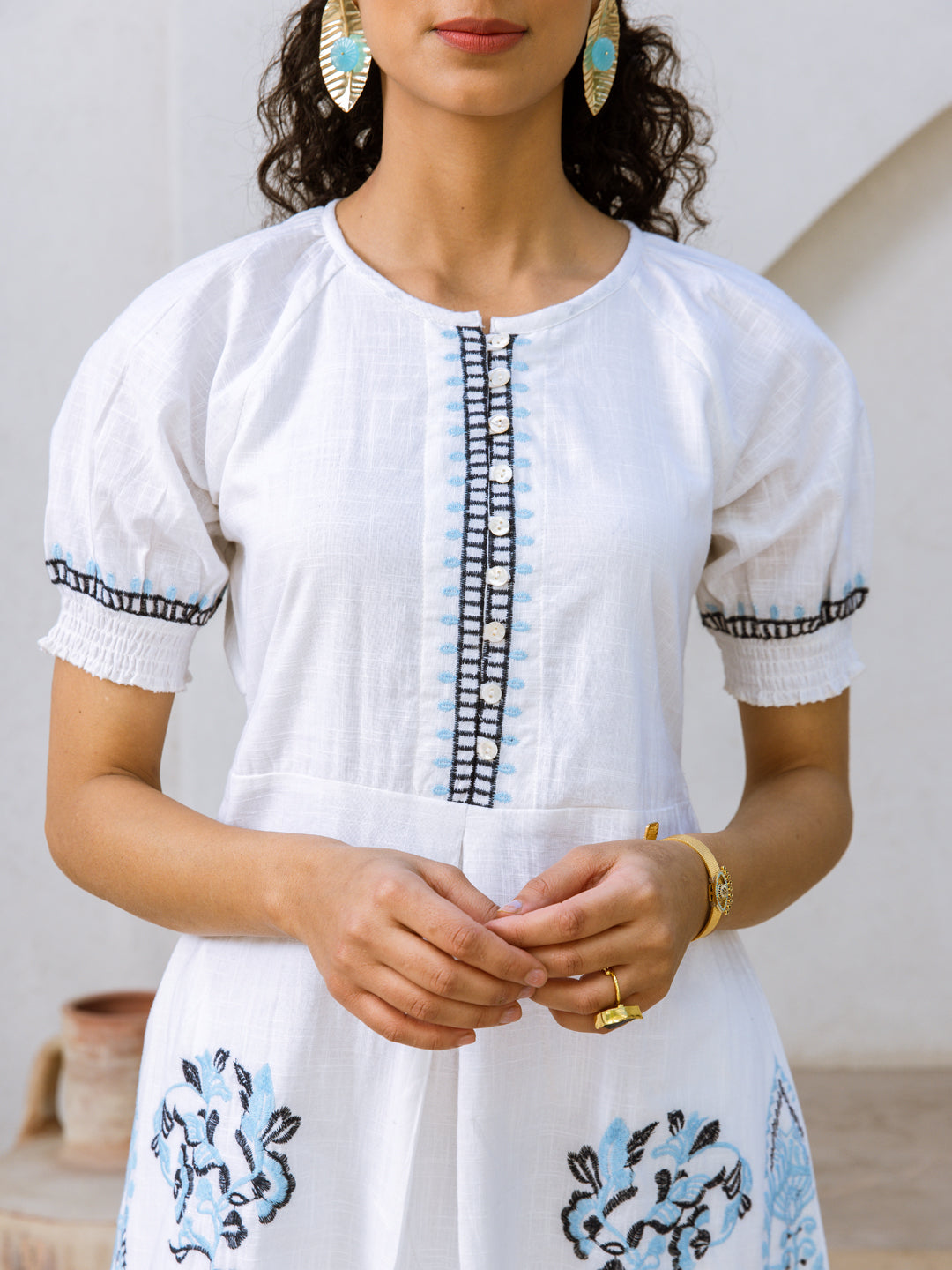 Denny embroidered white dress