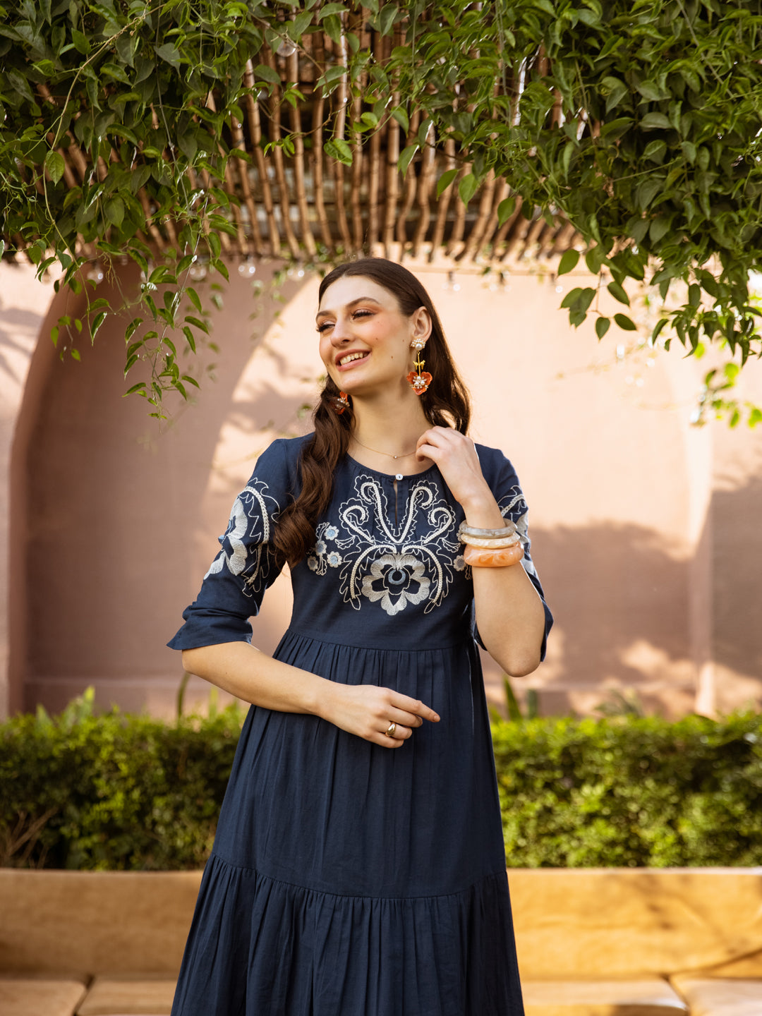 Leif Blue Embroidery Dress