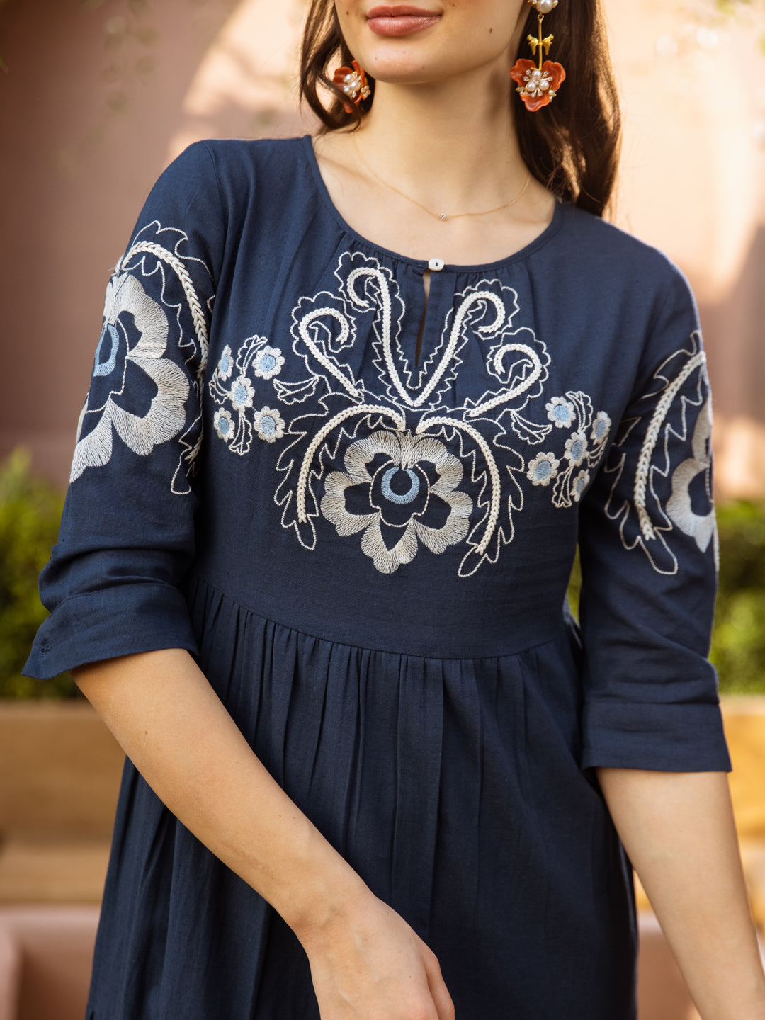 Leif Blue Embroidery Dress