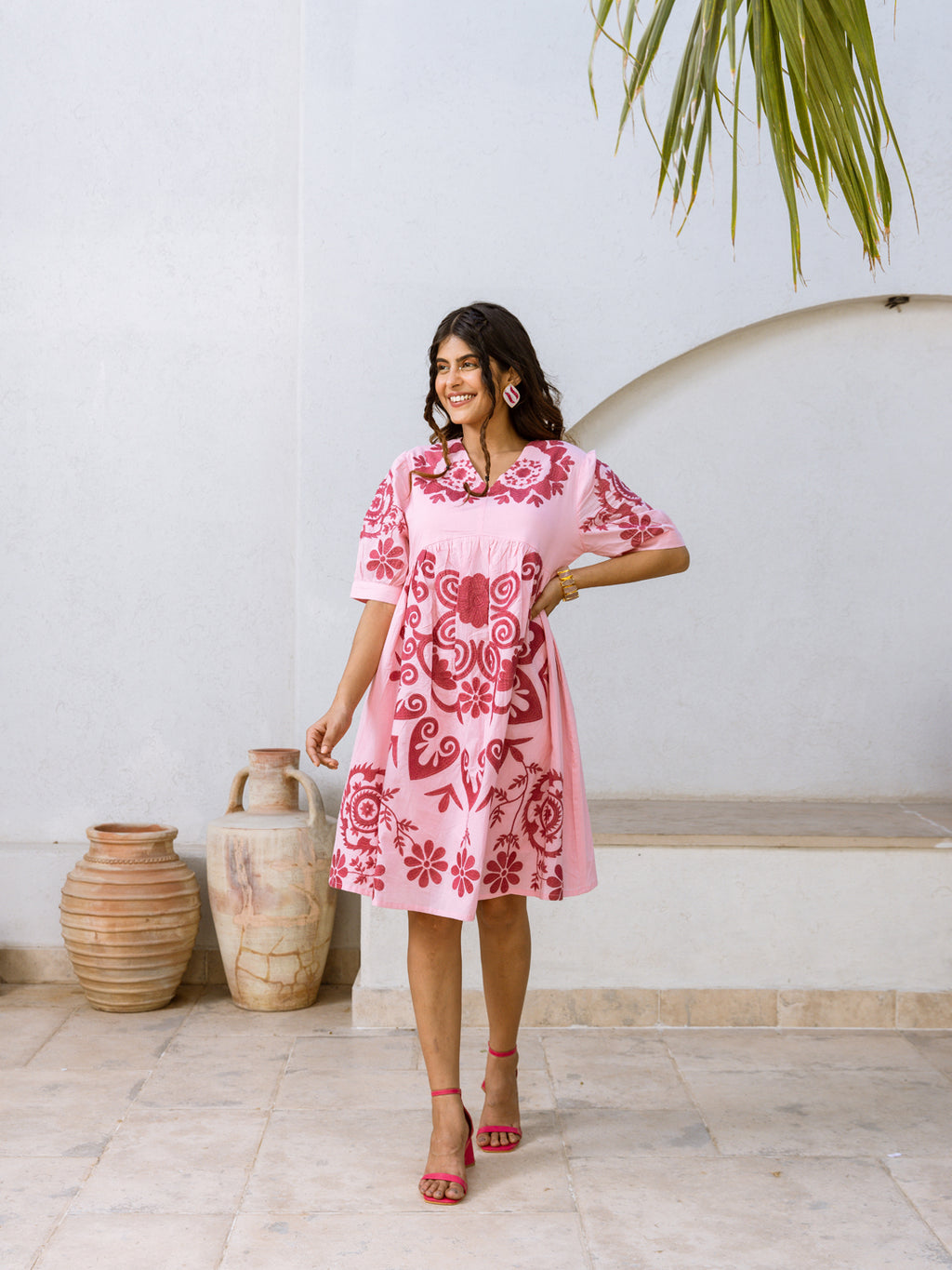 Blue Circle  Embroidery  dress