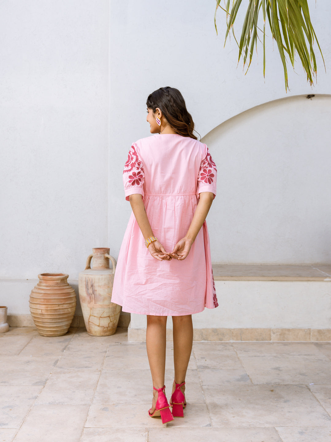 Blue Circle  Embroidery  dress