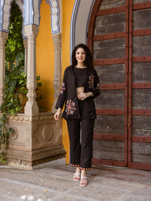 Ada Black Embroidery Co-ord Set