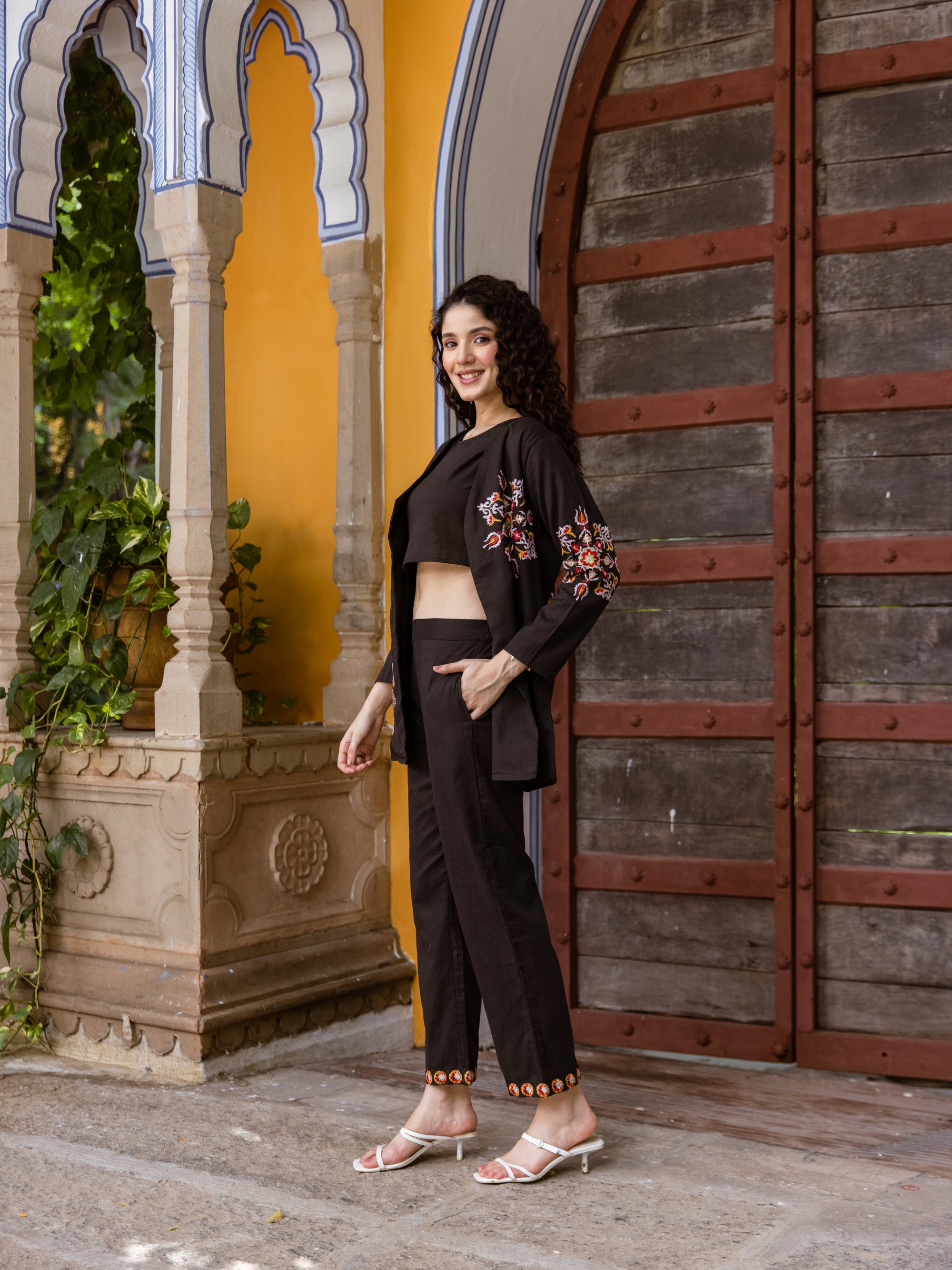 Ada Black Embroidery Co-ord Set