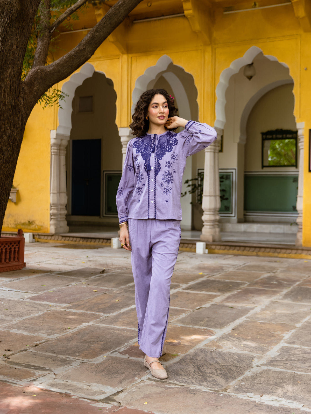 Bhakti Lavender Embroidery Co-ord Set