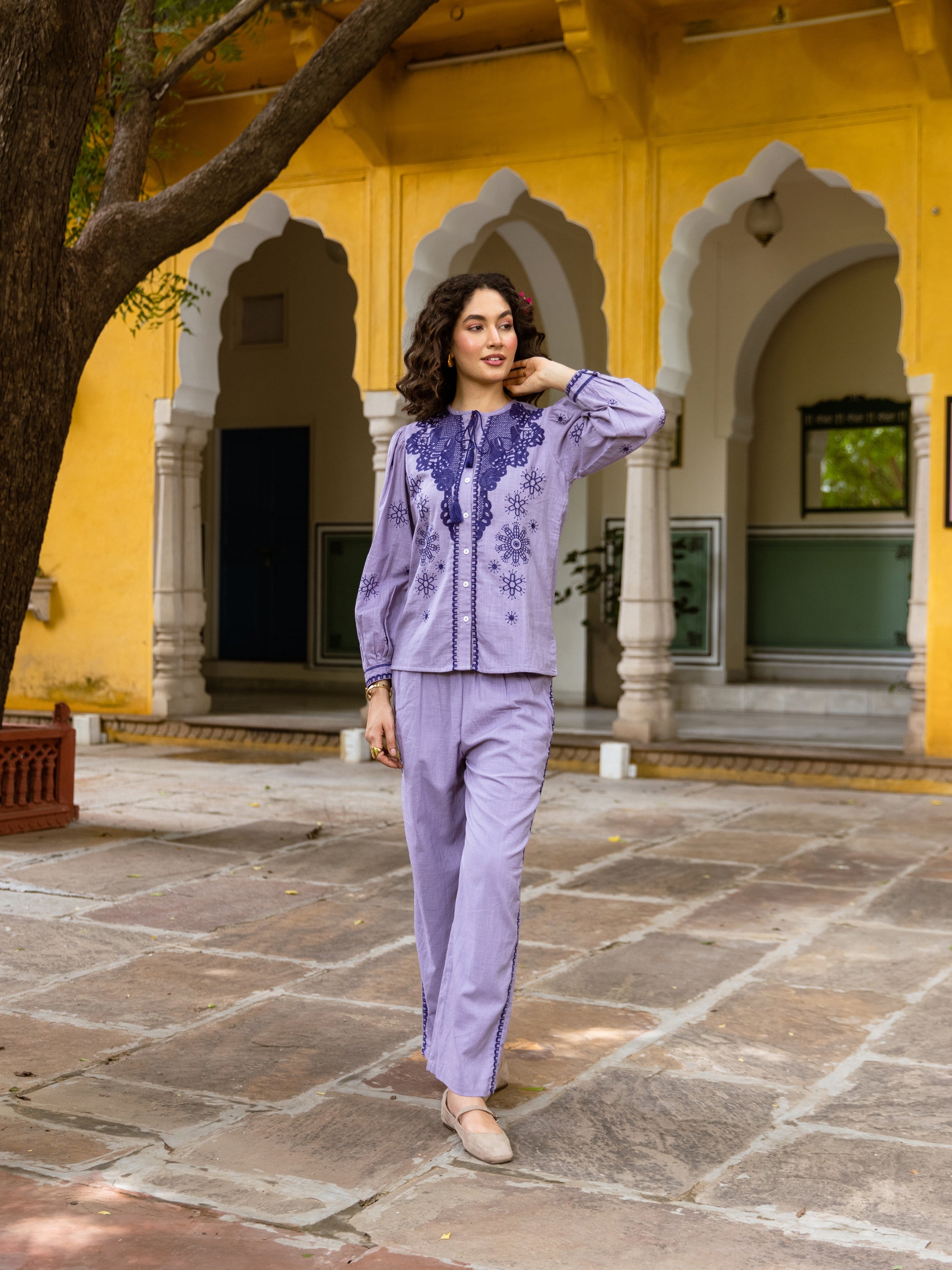 Bhakti Lavender Embroidery Co-ord Set