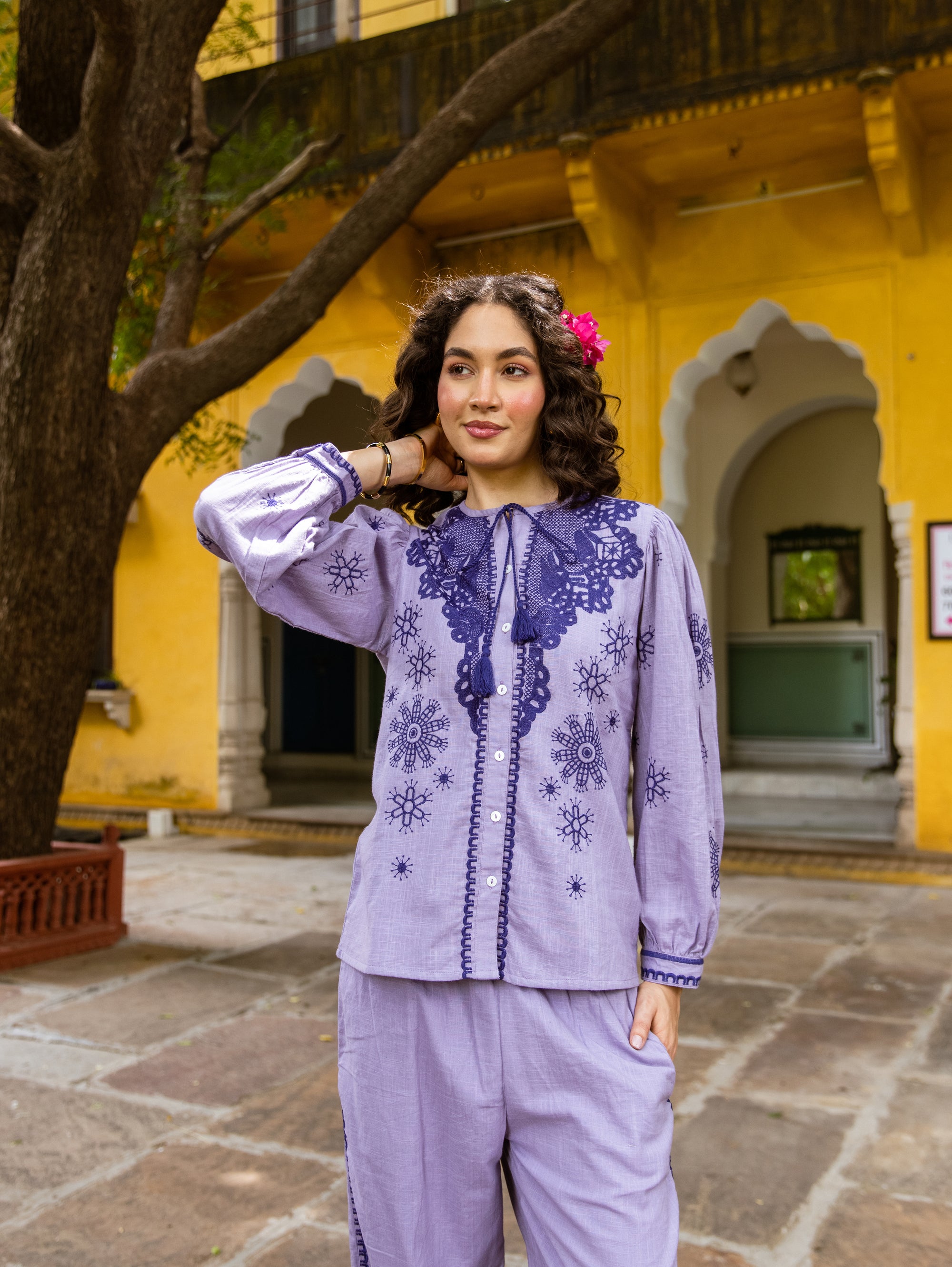 Bhakti Lavender Embroidery Co-ord Set