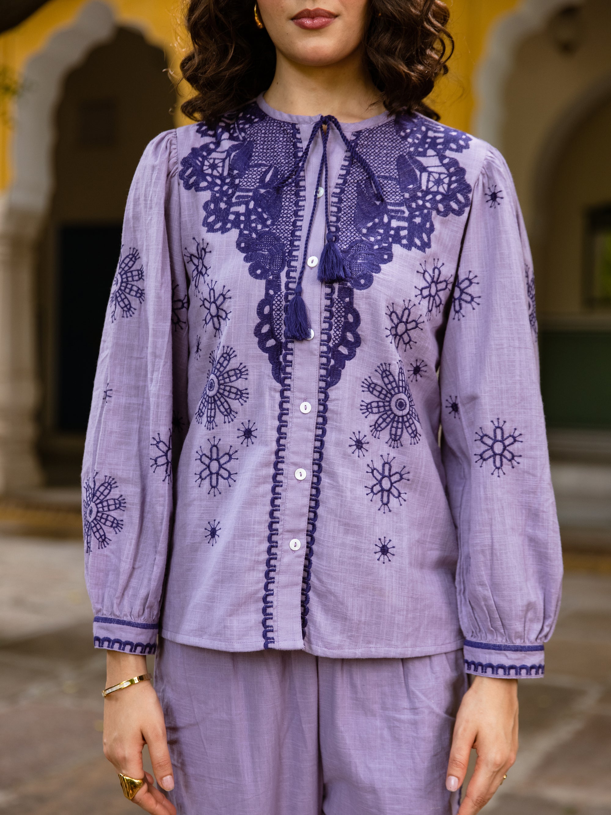 Bhakti Lavender Embroidery Co-ord Set