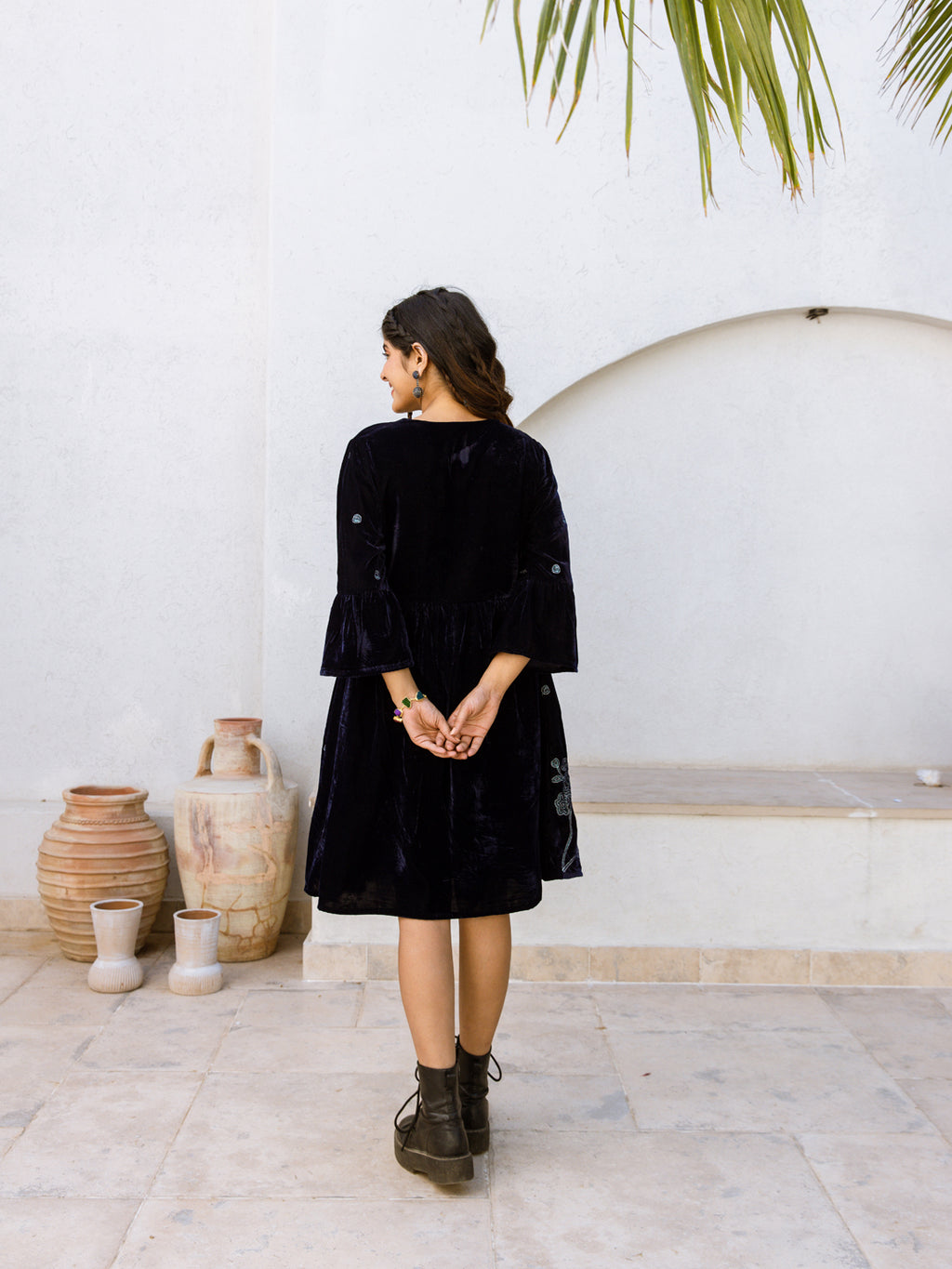 Victoria Embroidery Velvet Dress