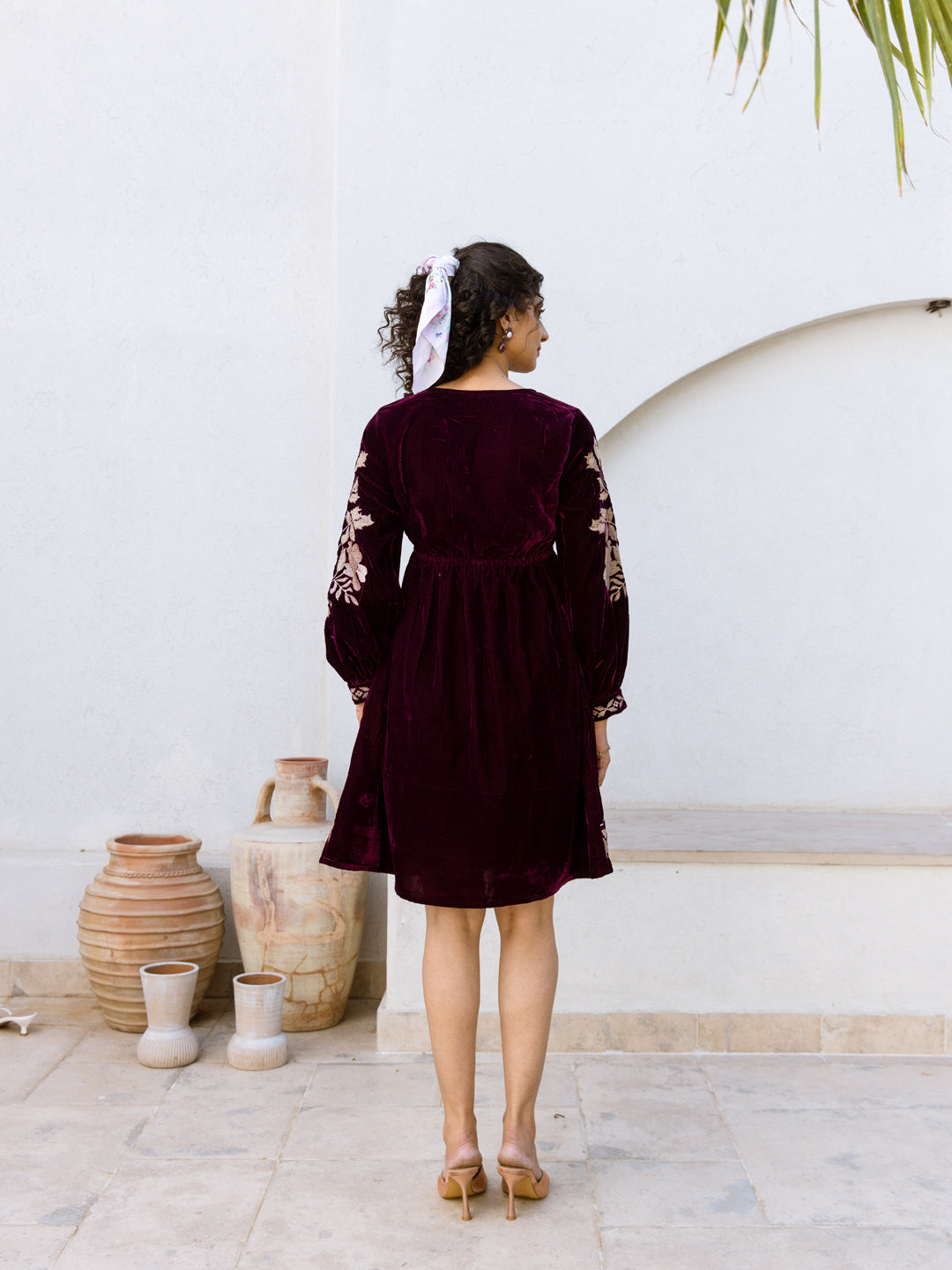 Louise Embroidery Velvet Dress