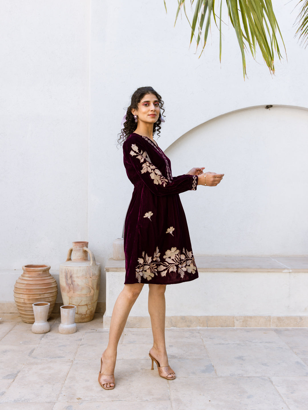 Louise Embroidery Velvet Dress