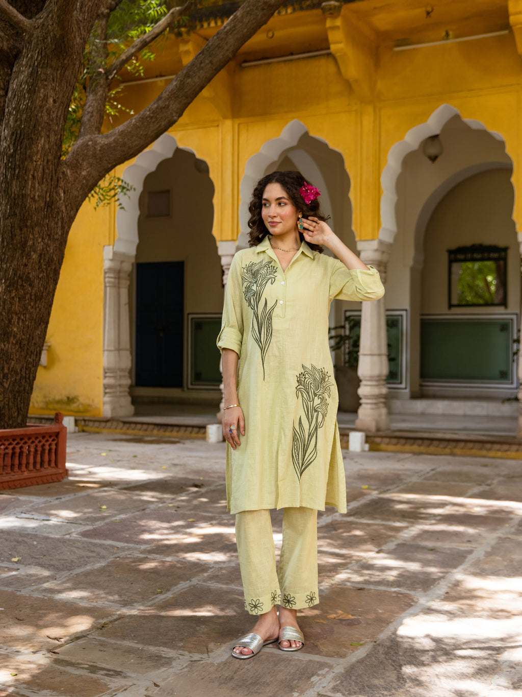 Punk Green Embroidery Kurta Set
