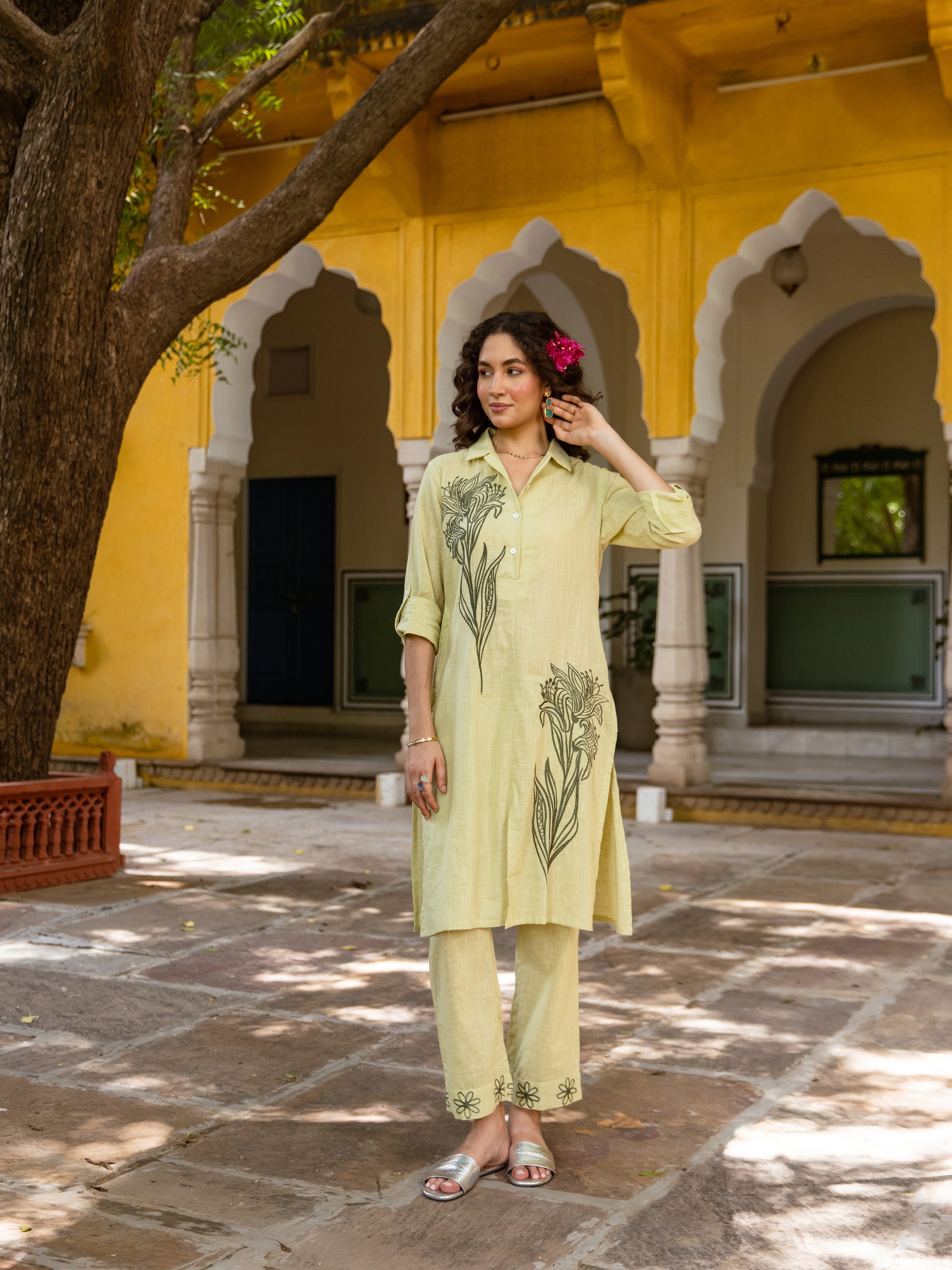 Punk Green Embroidery Kurta Set
