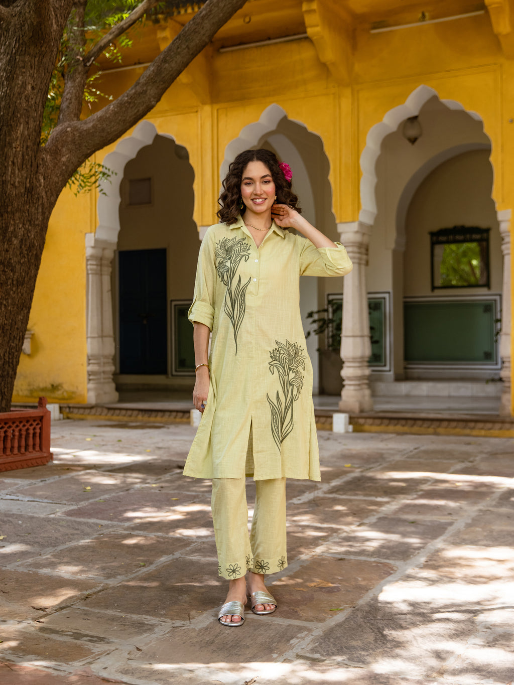 Punk Green Embroidery Kurta Set