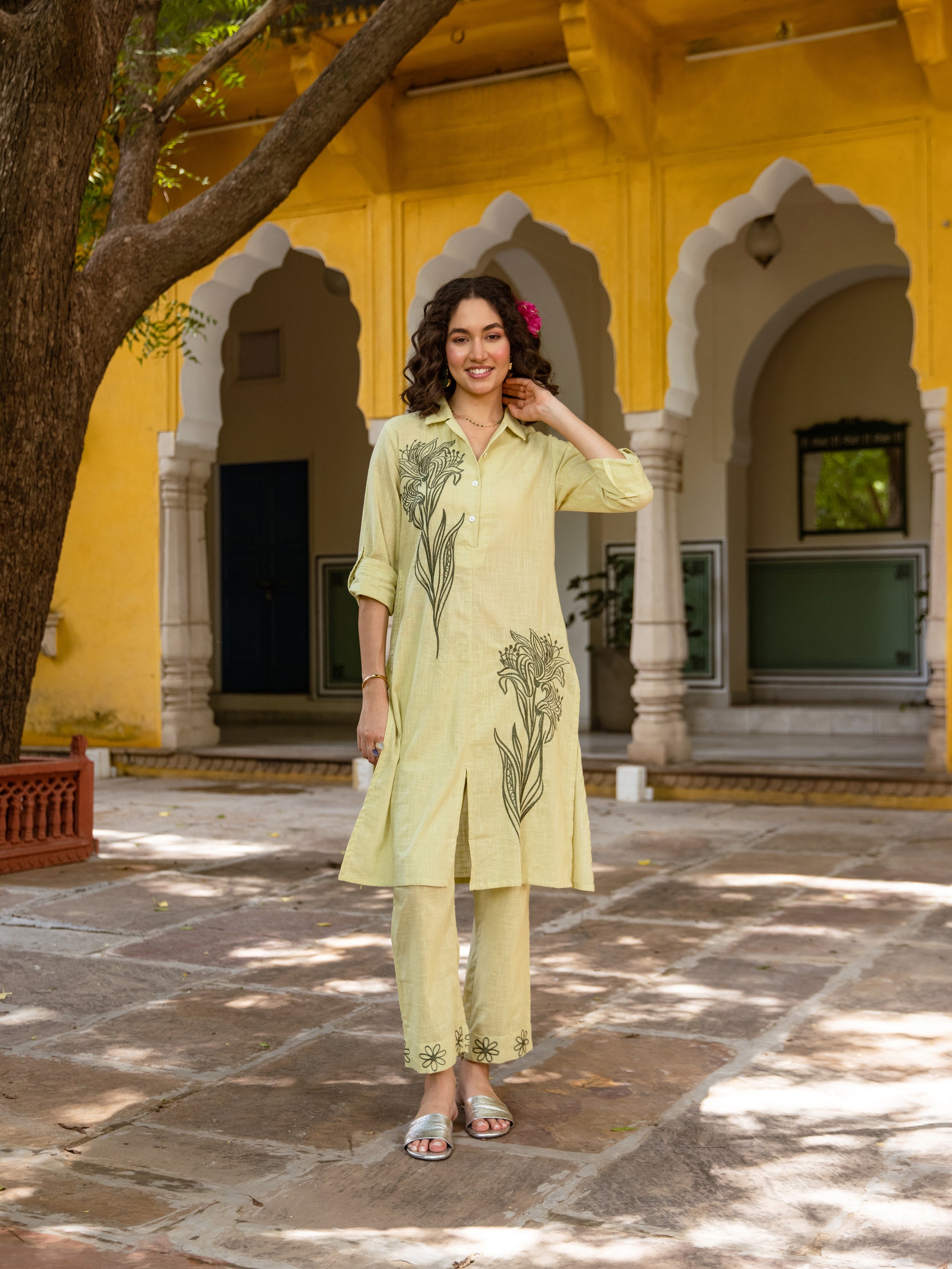Punk Green Embroidery Kurta Set