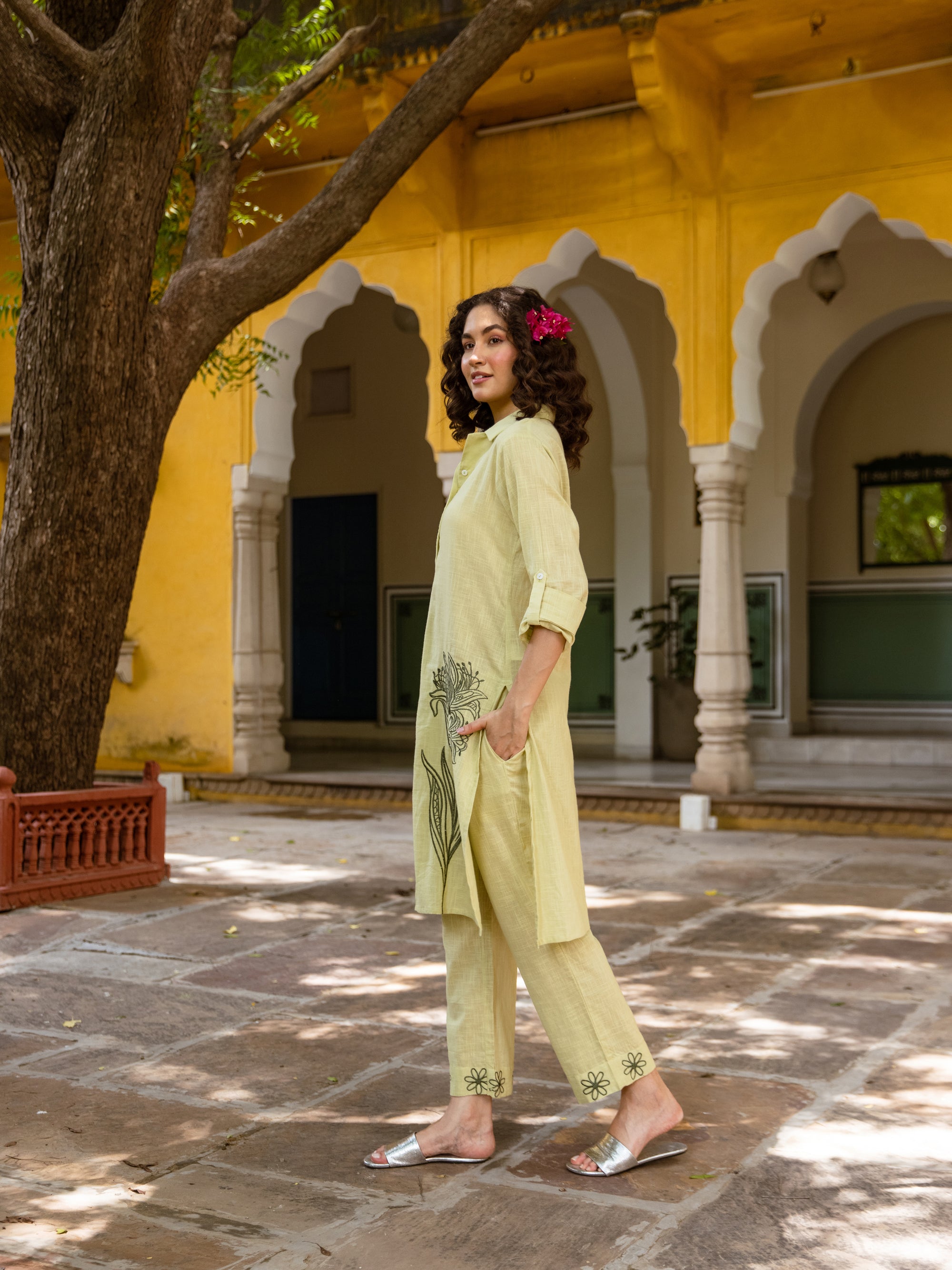 Punk Green Embroidery Kurta Set