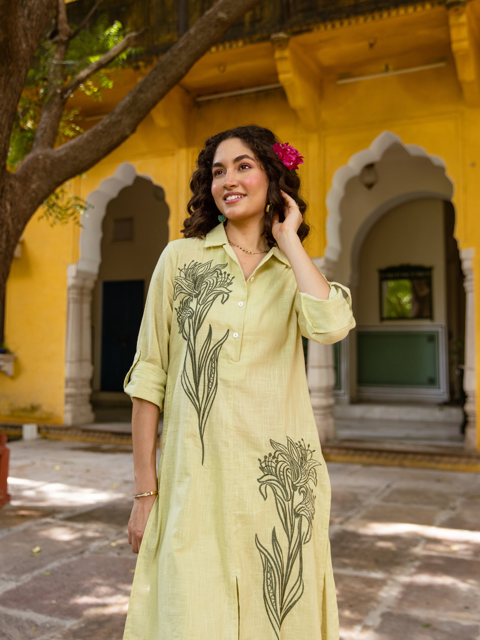 Punk Green Embroidery Kurta Set