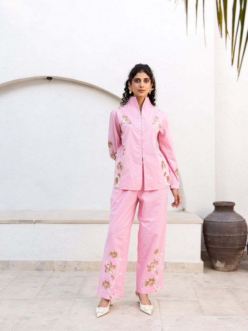 Ben embroidery pink co-ord set