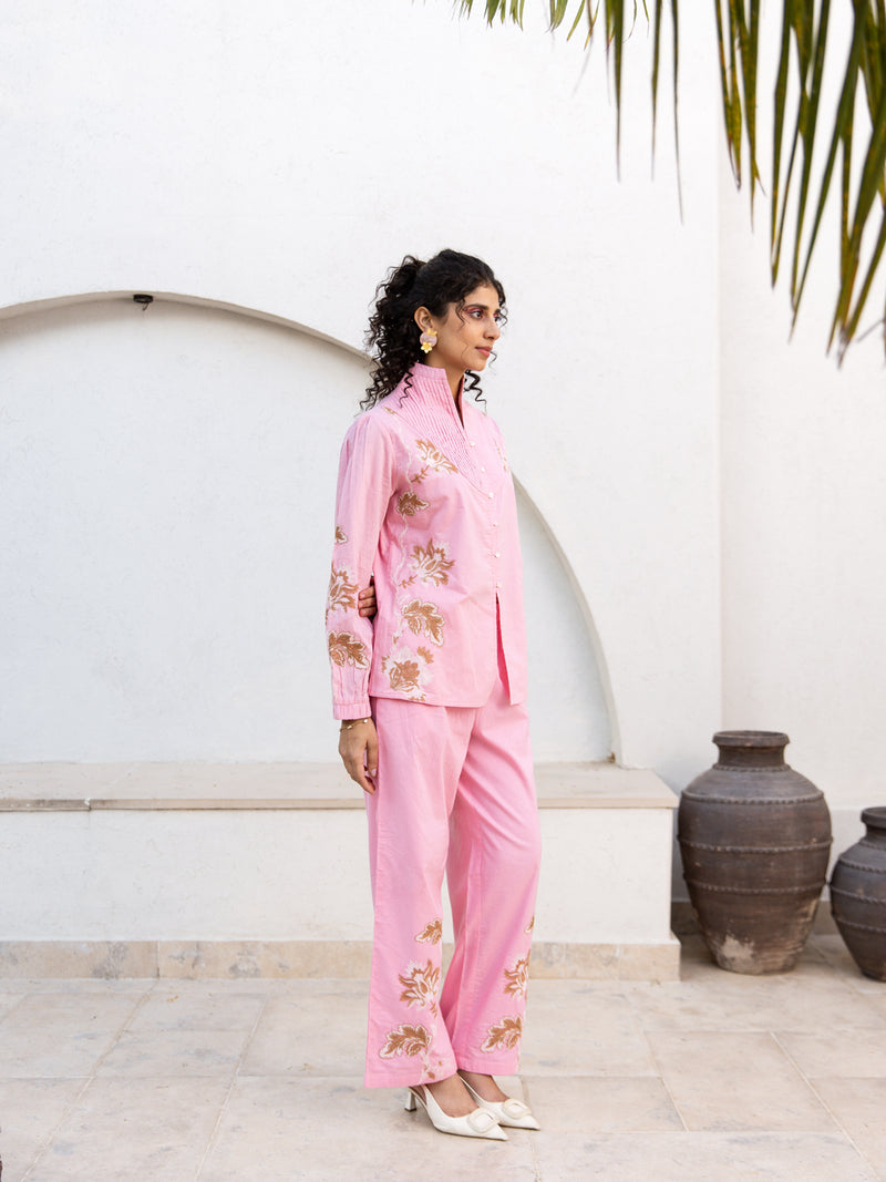 Ben embroidery pink co-ord set