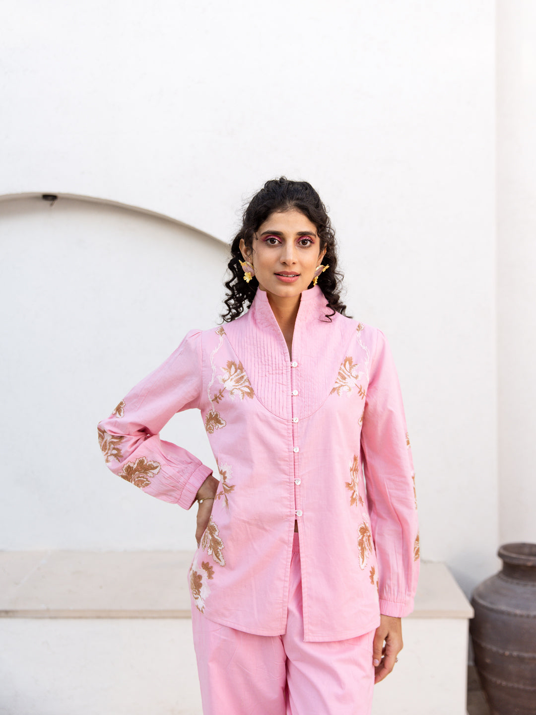 Ben embroidery pink co-ord set