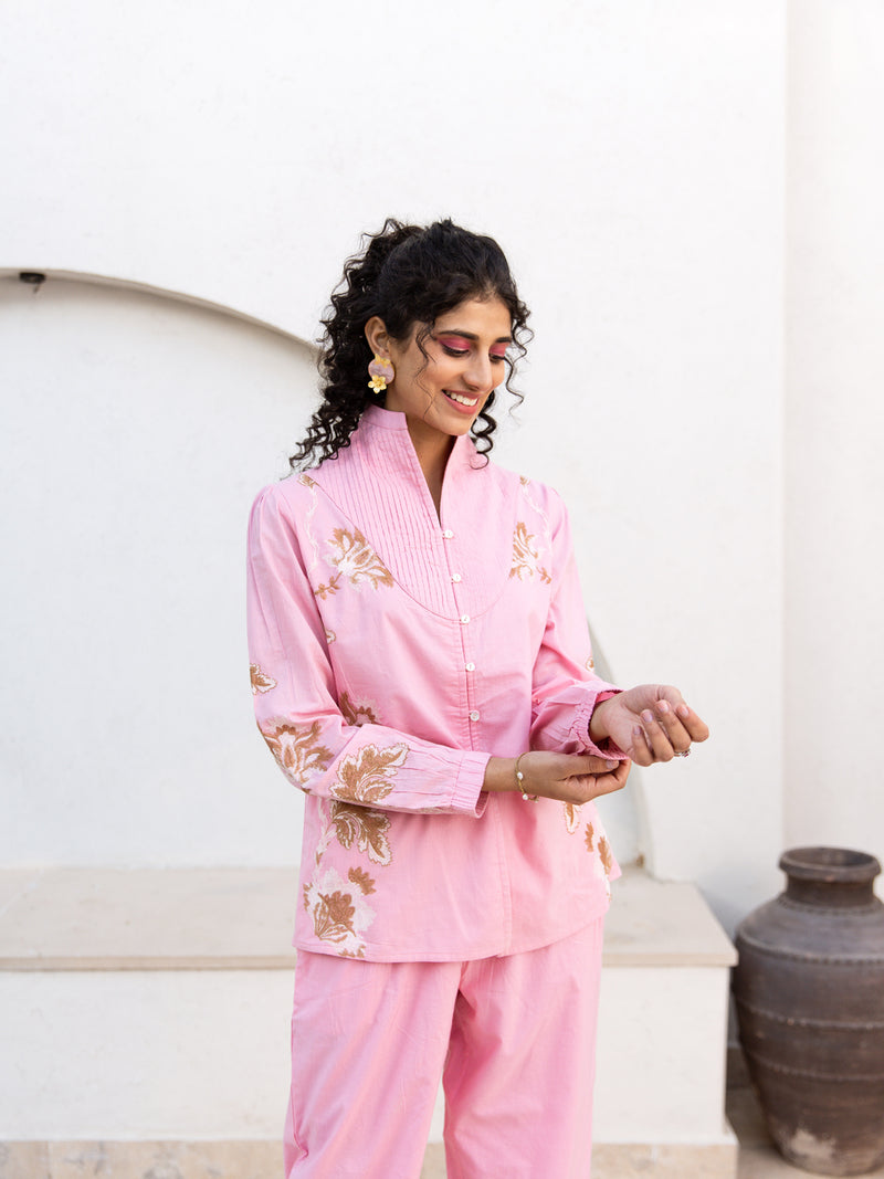 Ben embroidery pink co-ord set