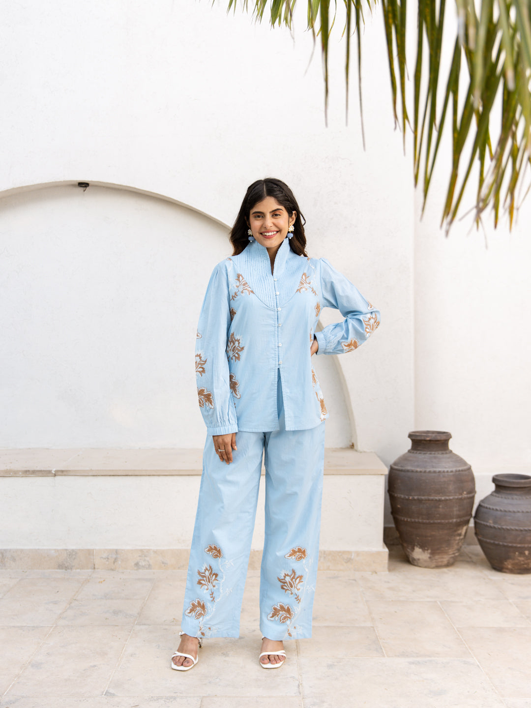 Ben embroidery blue co-ord set