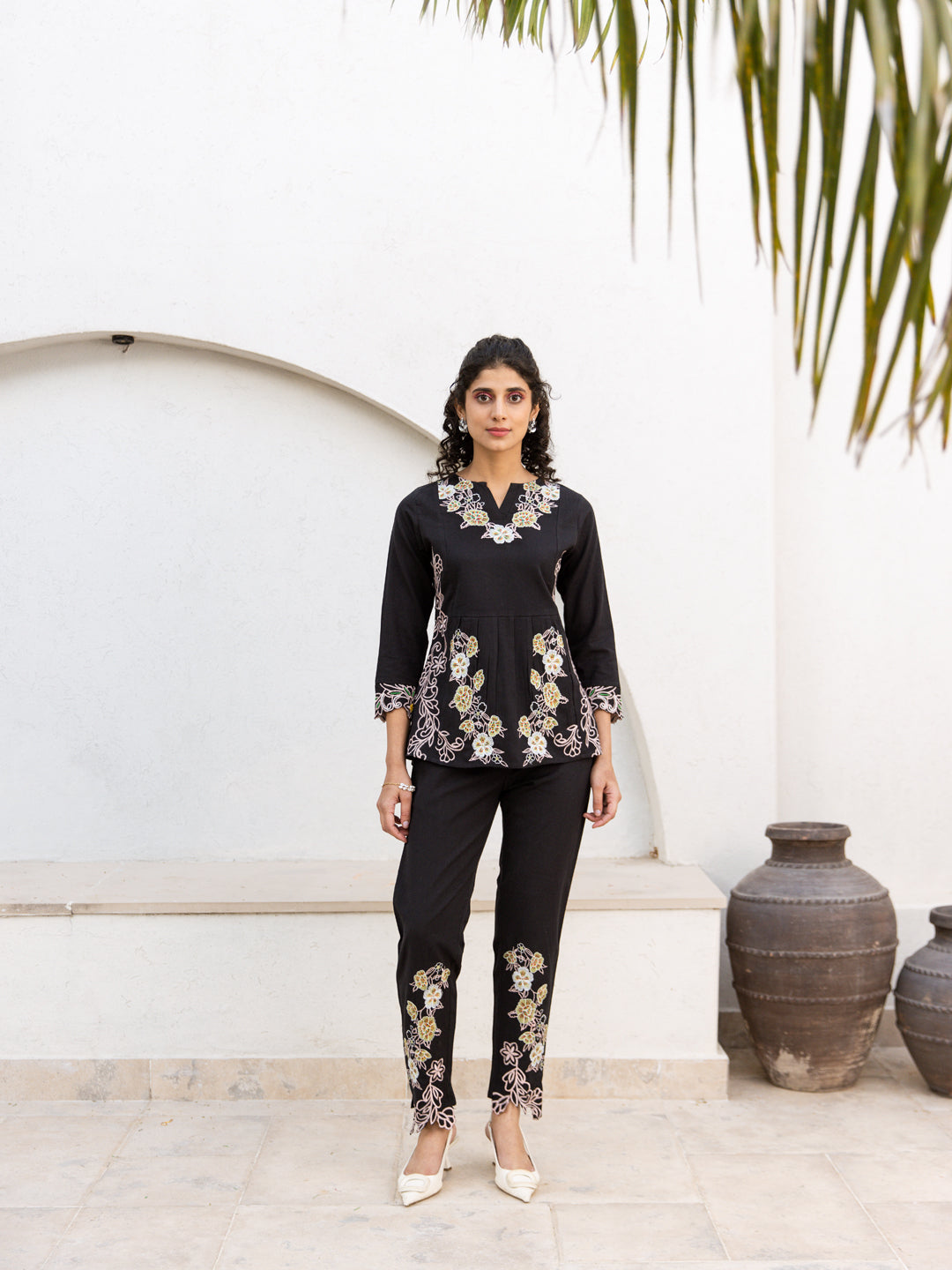 Ethan Embroidery Black Co-ord set