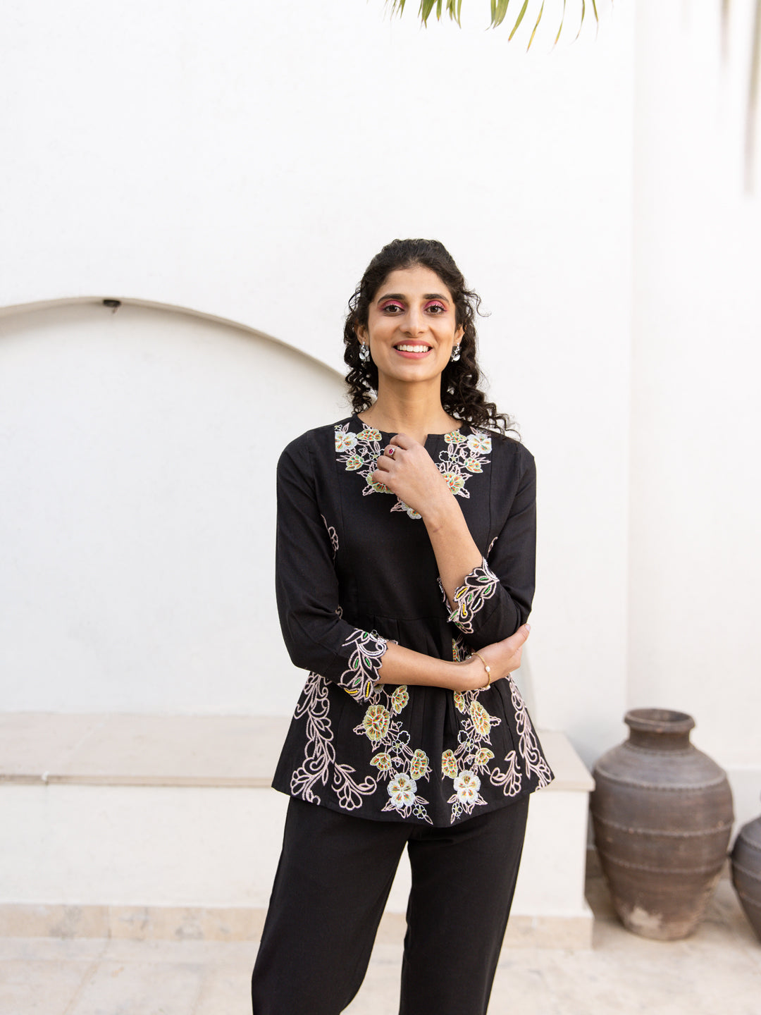 Ethan Embroidery Black Co-ord set