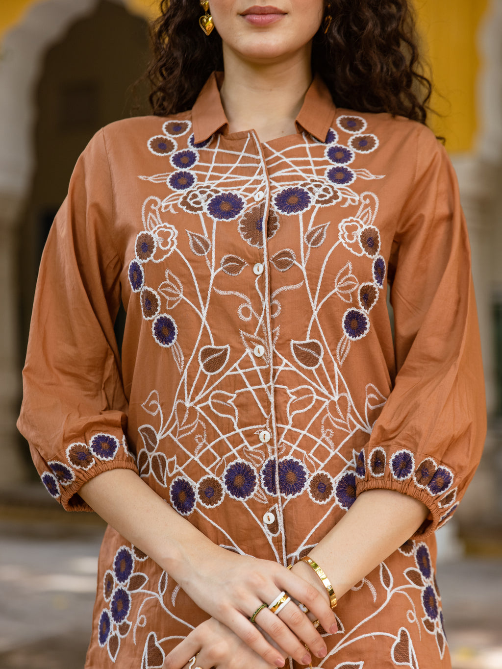 Neelam Rust  Embroidery Co-ord set