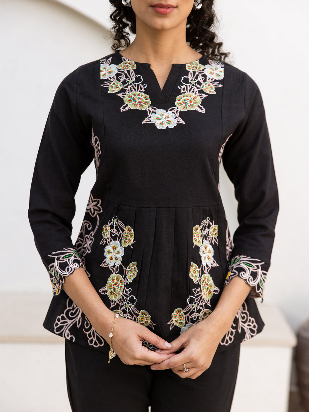 Ethan Embroidery Black Co-ord set