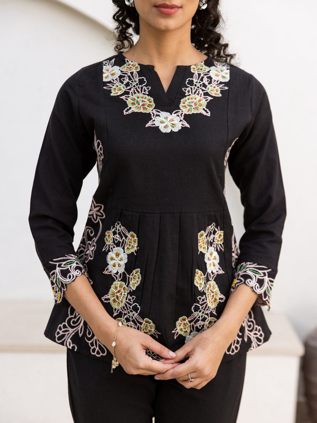Ethan Embroidery Black Co-ord set