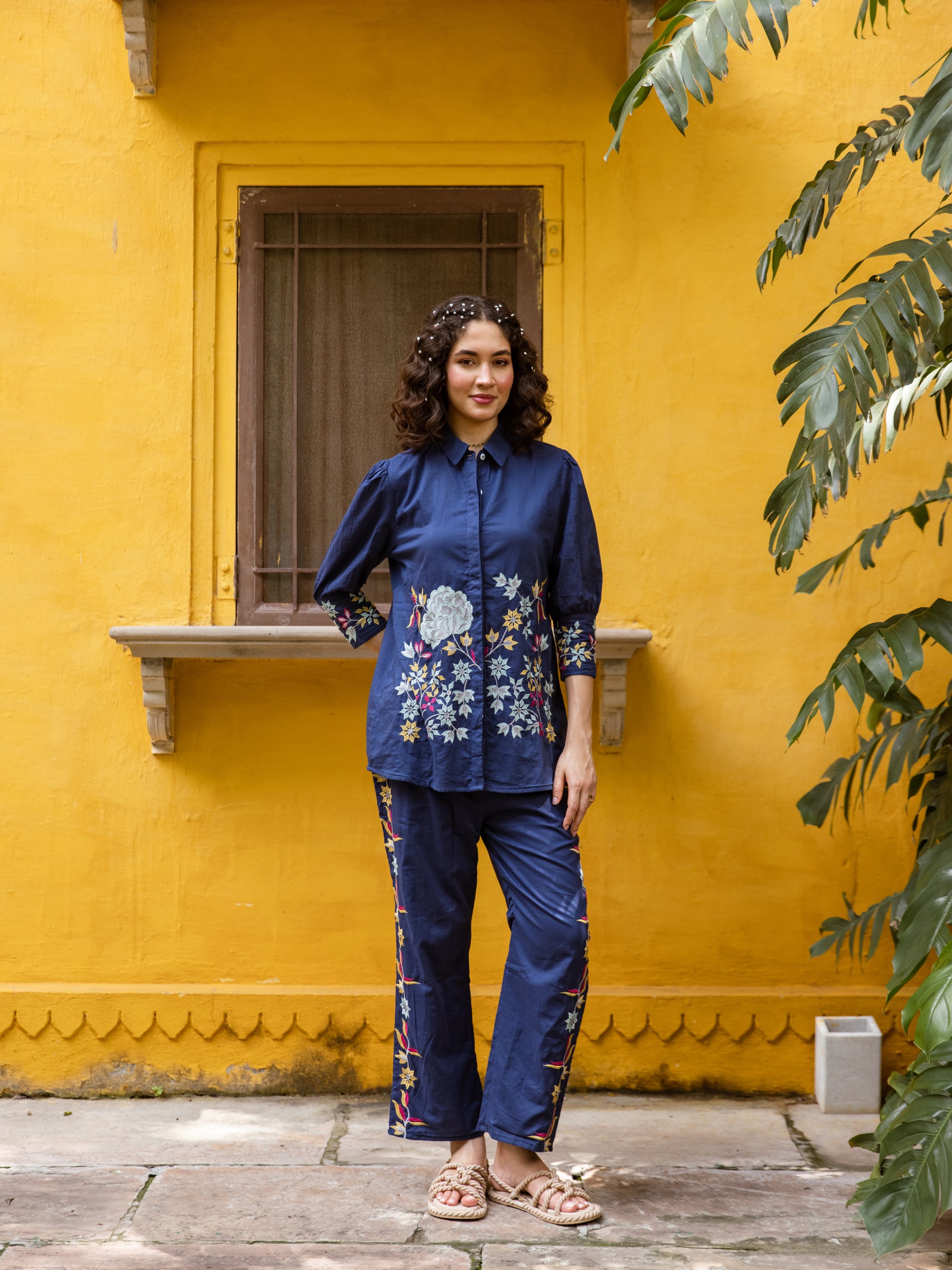 Grayson Blue Embroidery Co-ord Set