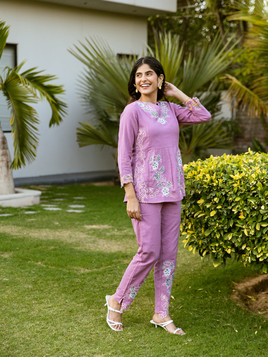 Ethan Embroidery Pink Co-ord set