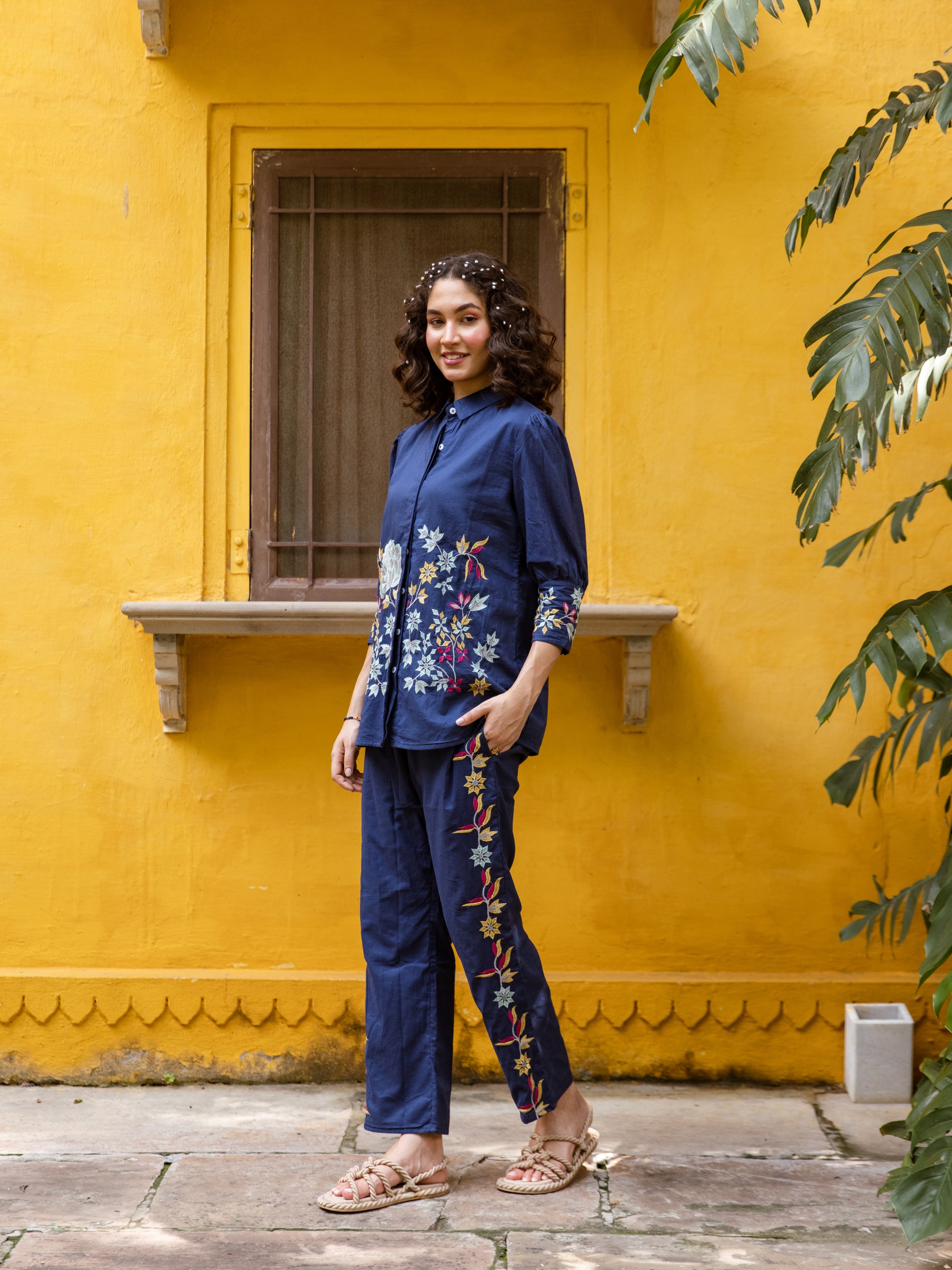 Grayson Blue Embroidery Co-ord Set