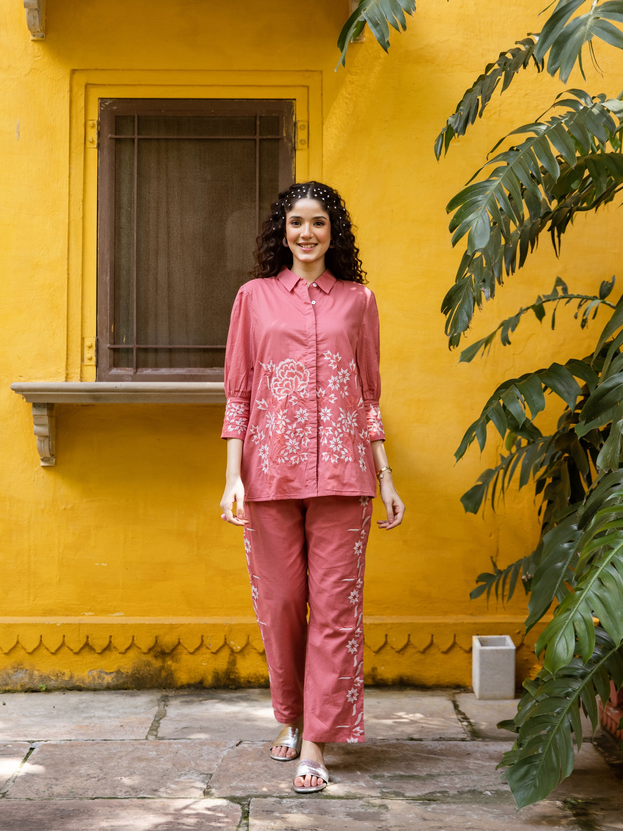 Grayson Pink Embroidery Co-ord Set