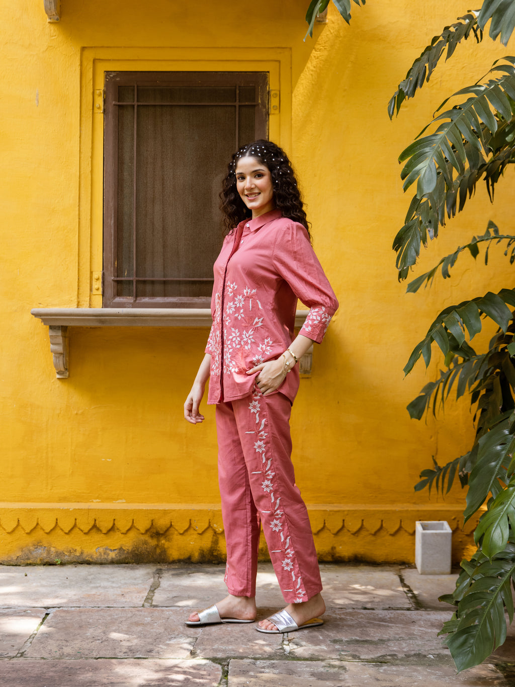 Grayson Pink Embroidery Co-ord Set