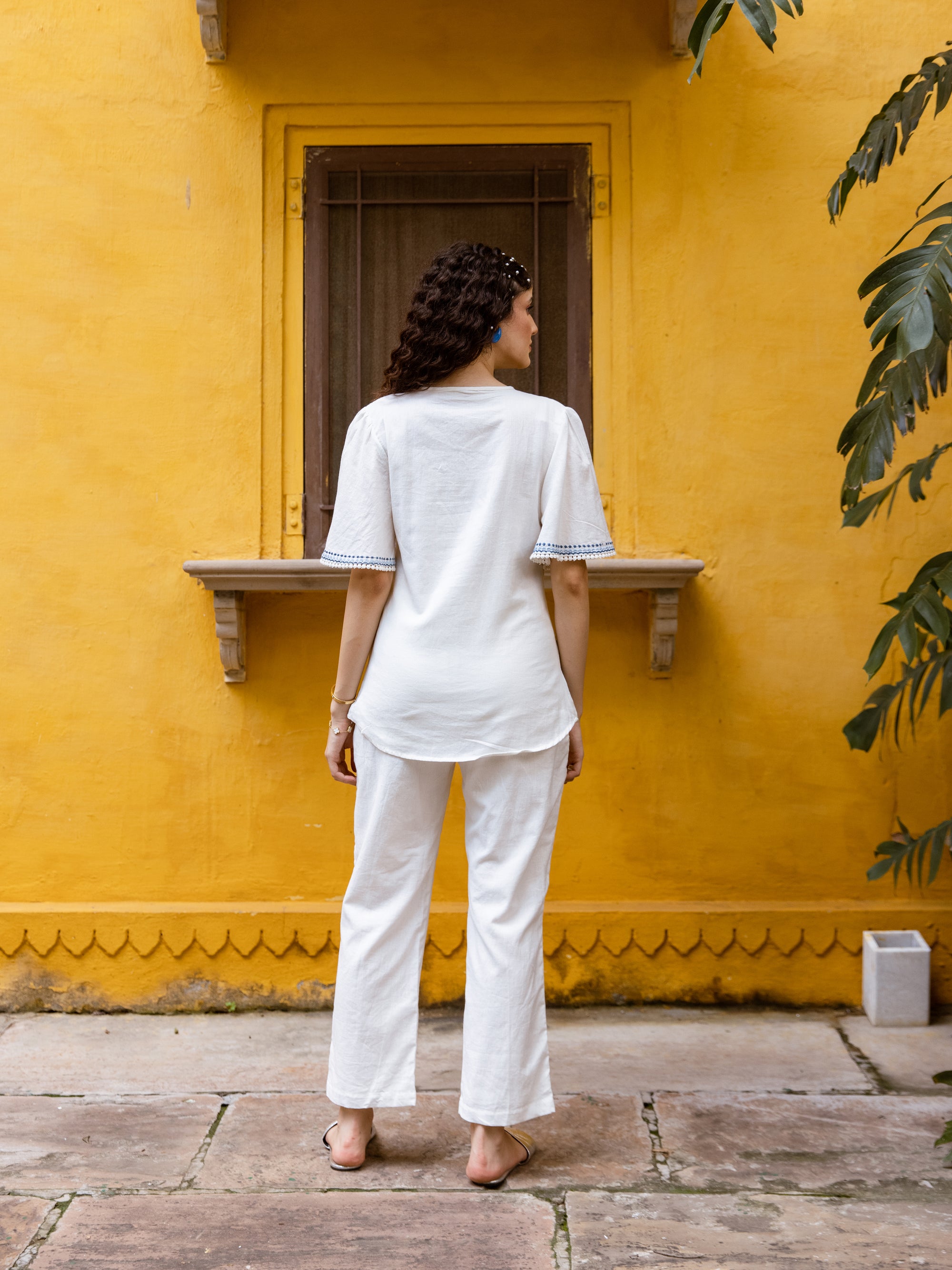 Matteo White Embroidery Co-ord Set