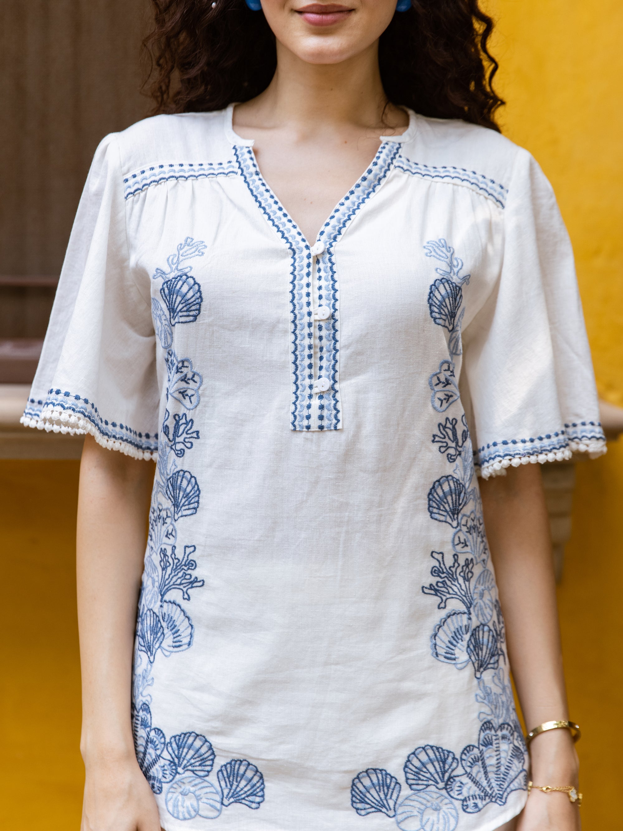Matteo White Embroidery Co-ord Set