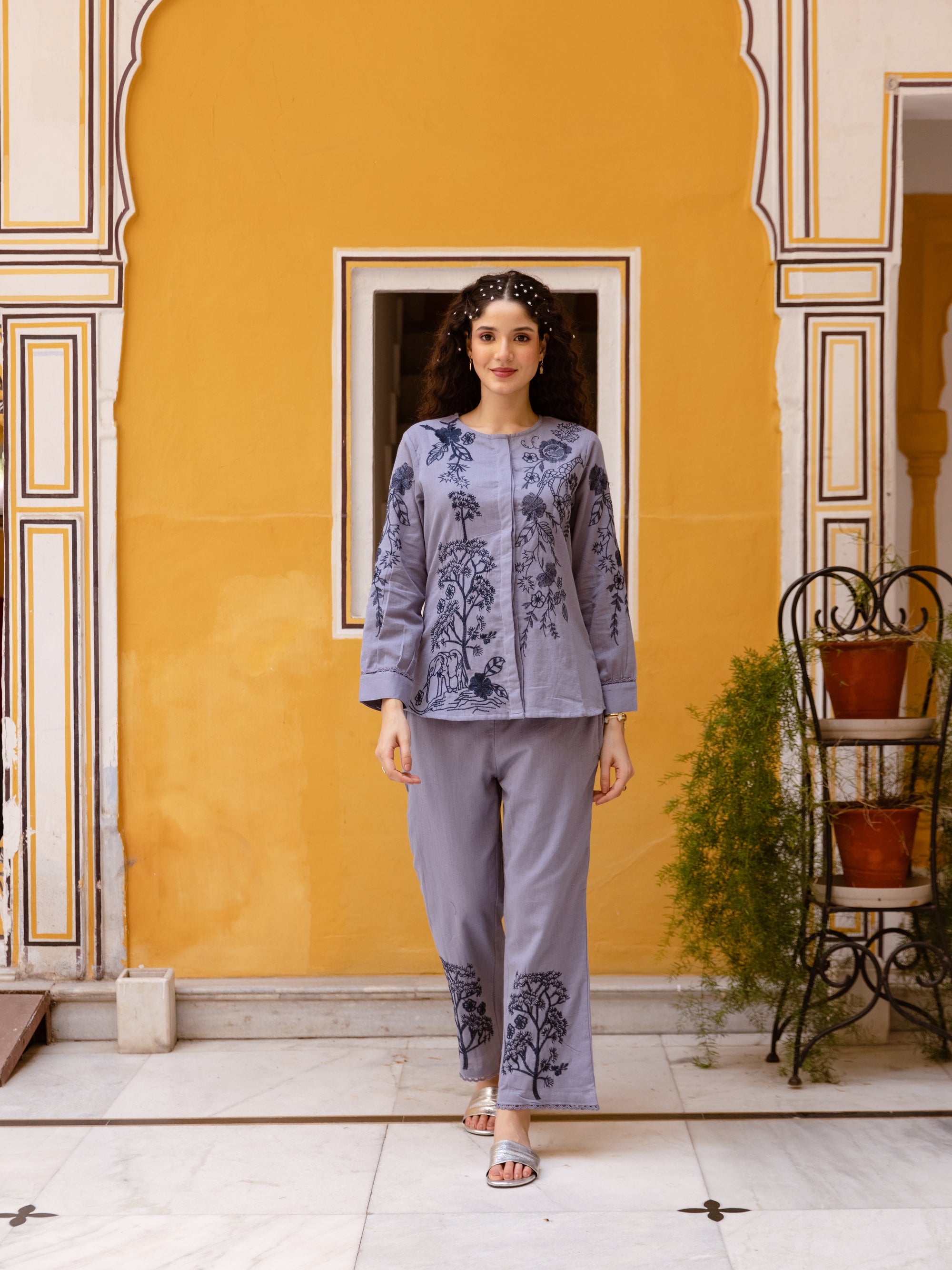 Kite Lavender Embroidery Co-ord Set