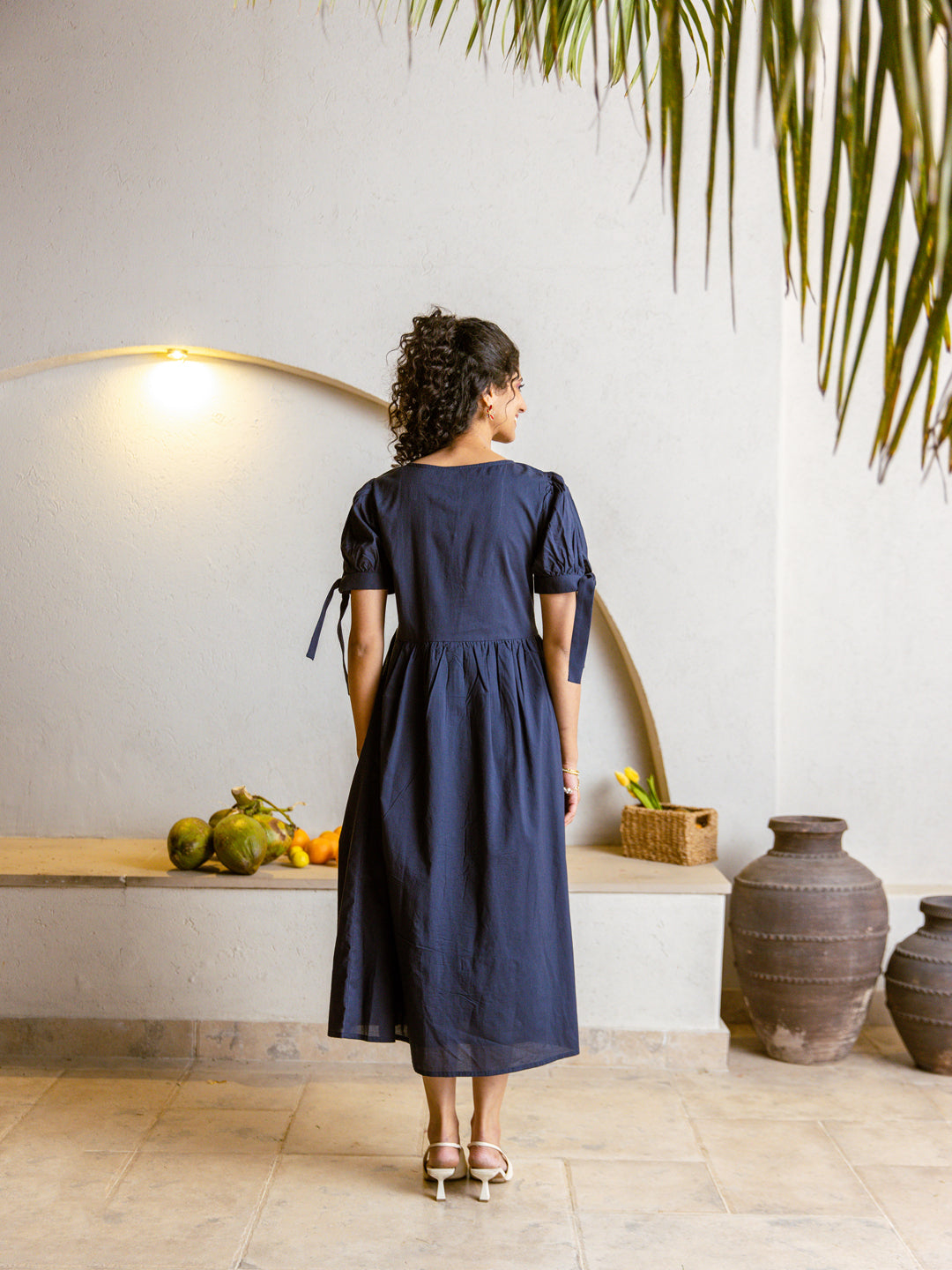 Check embroidery dress