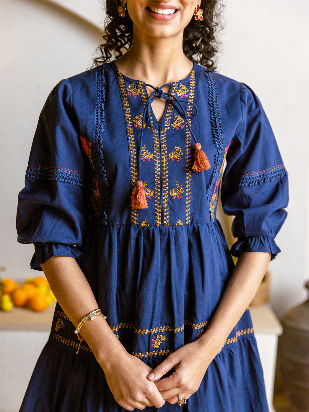 Chocolate Blue Embroidery Dress