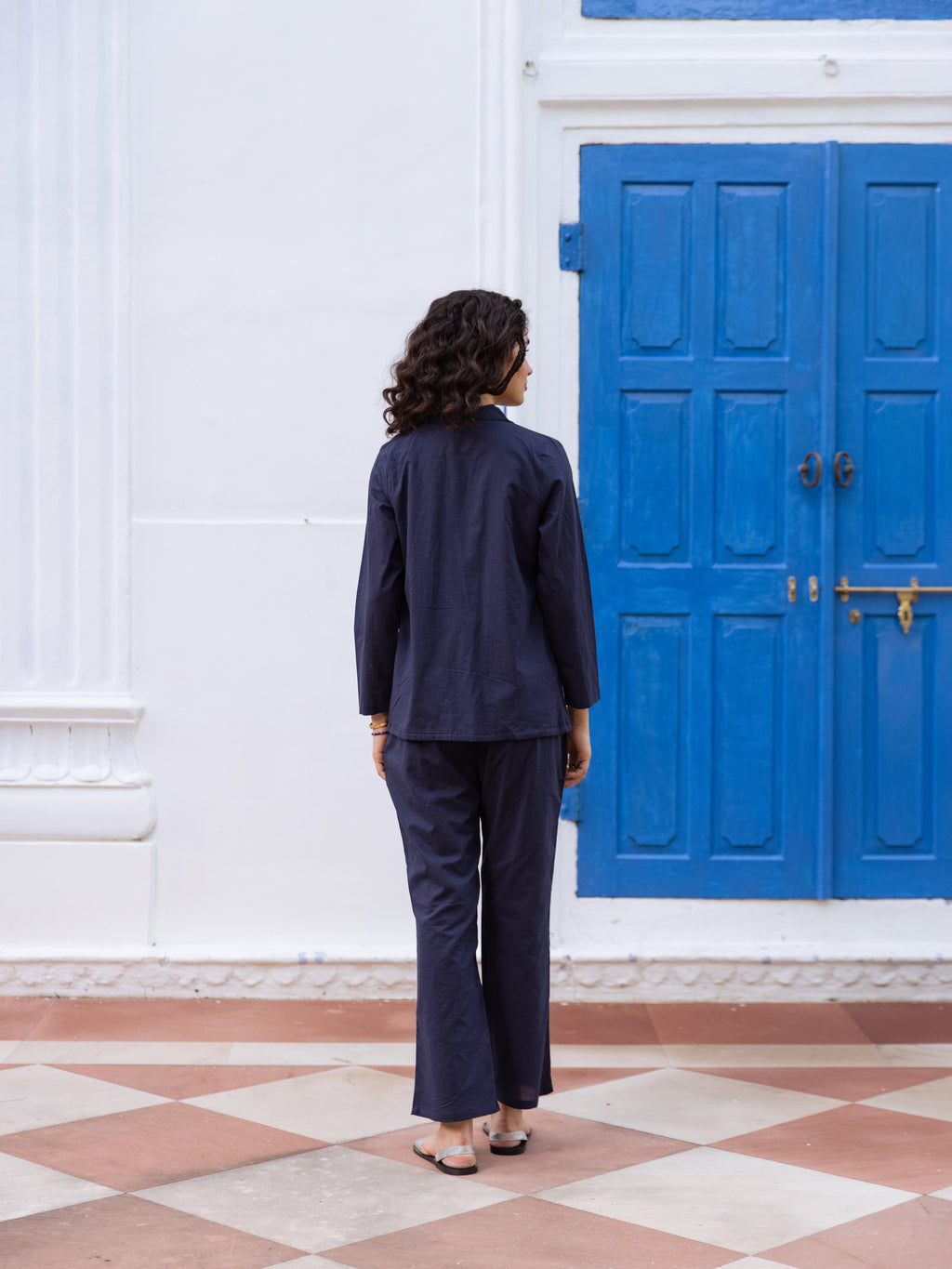 Blazzer -2 Blue Embroidery Co-ord Set