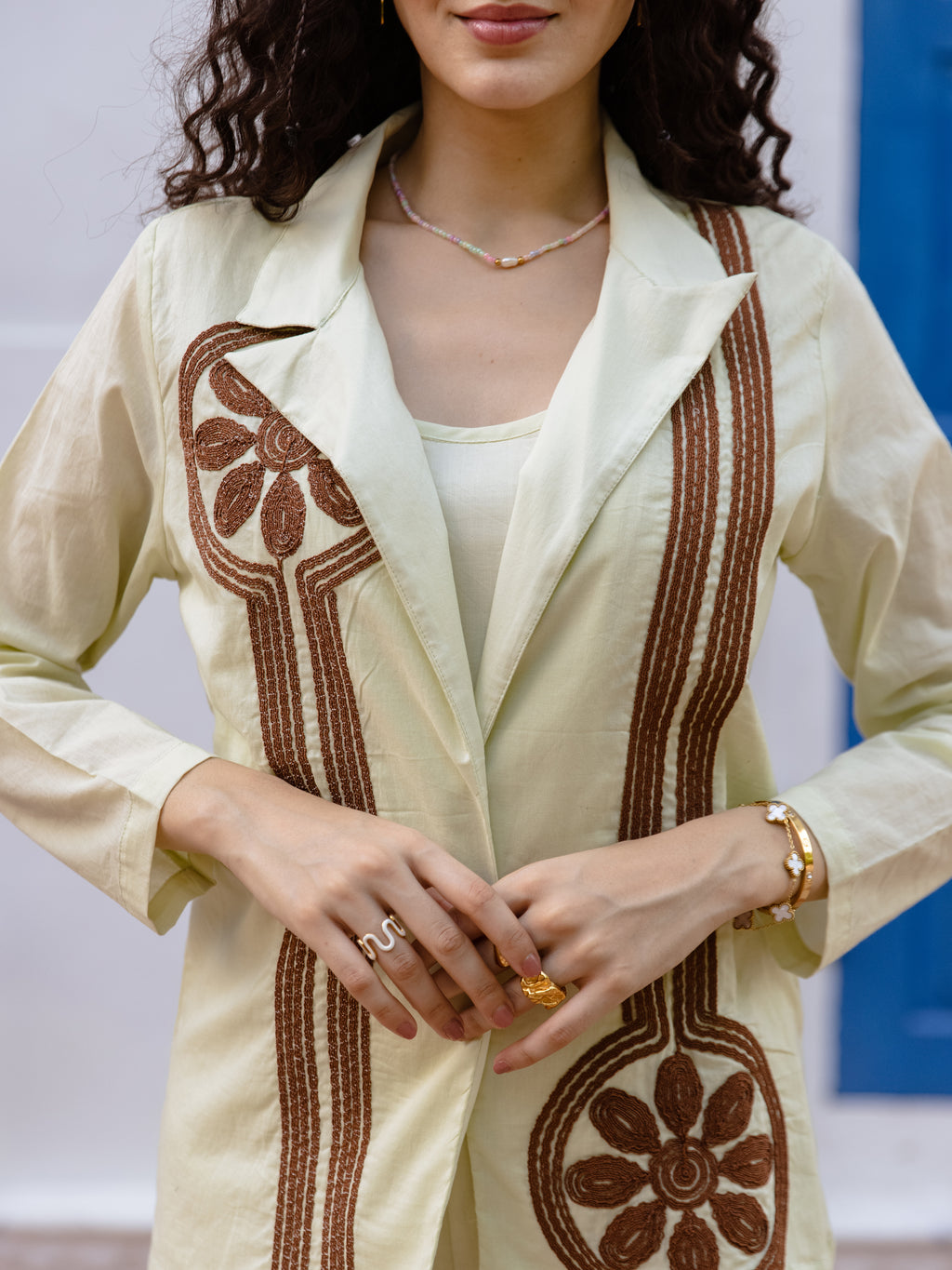 Blazzer -2 Light Green  Embroidery Co-ord Set