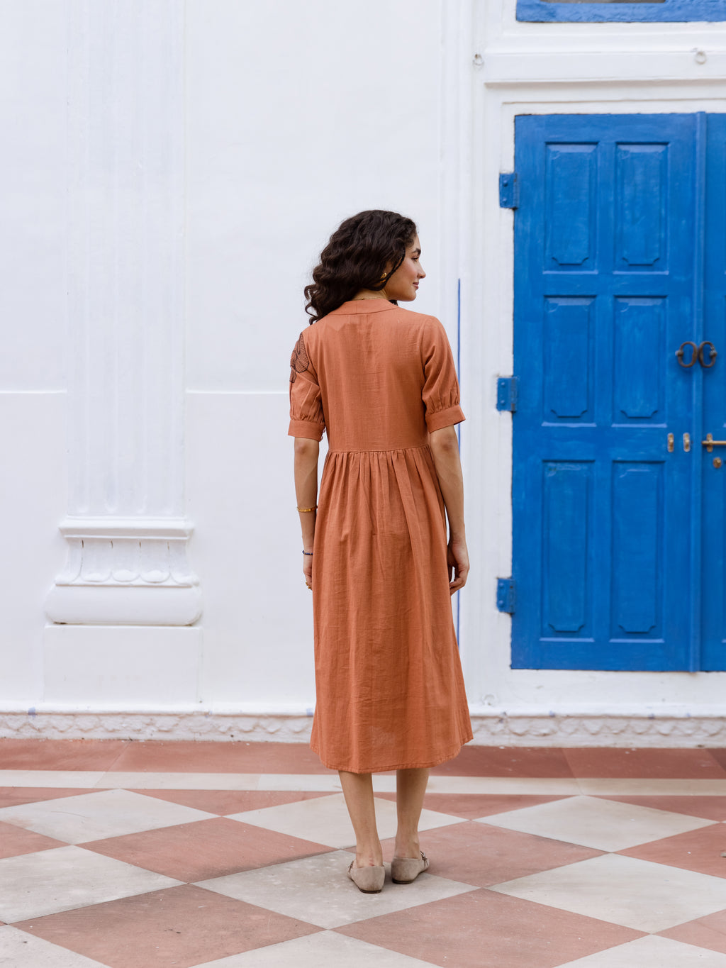 Astrid Rust Embroidery Dress