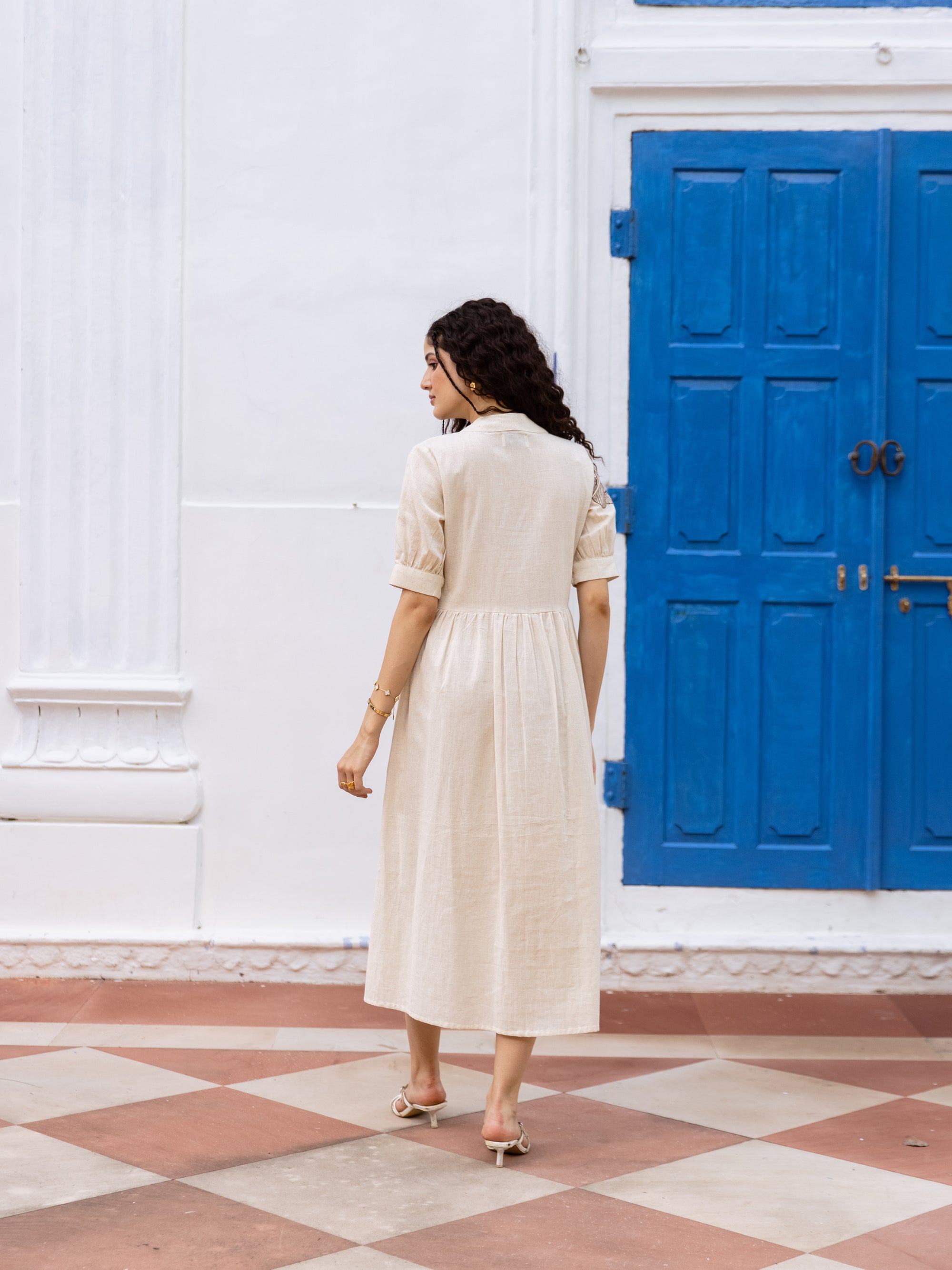 Astrid Beige Embroidery Dress