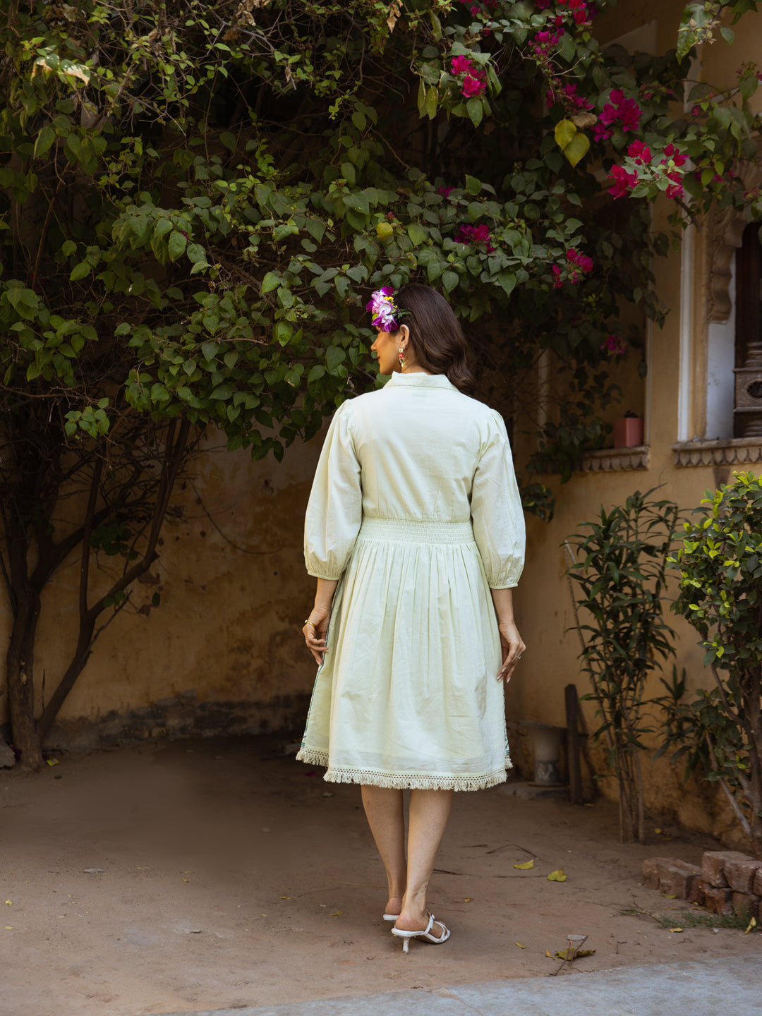 Ellis Green Embroidery Short Dress