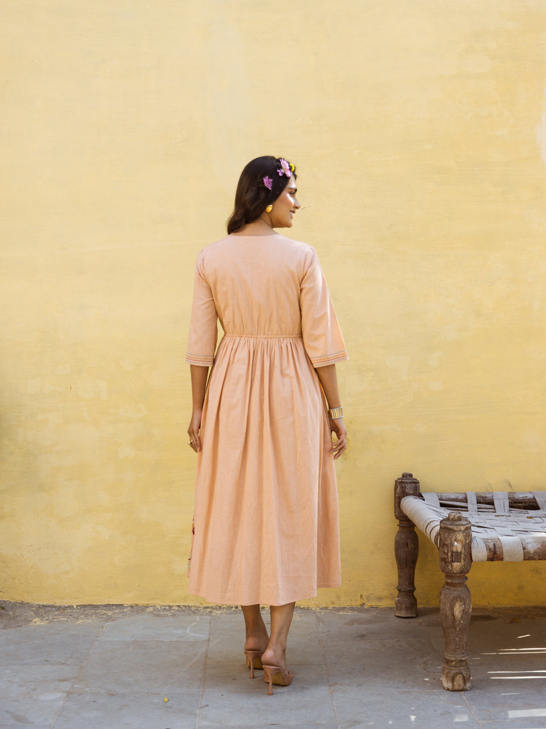 Bee pink embroidery dress