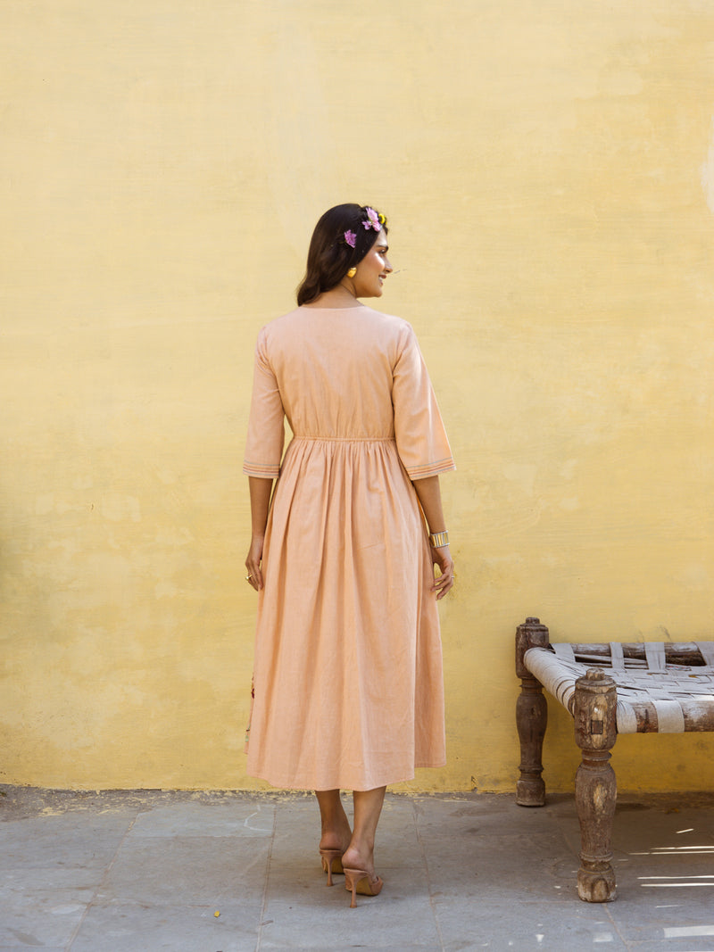 Bee pink embroidery dress