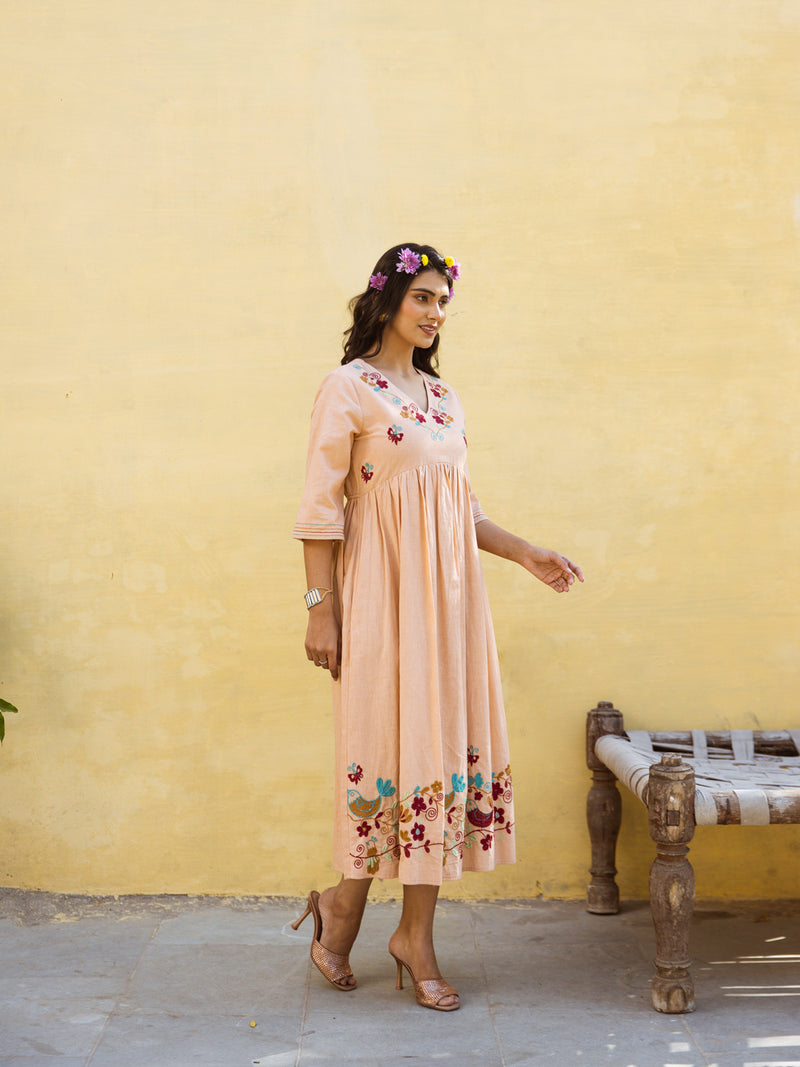 Bee pink embroidery dress