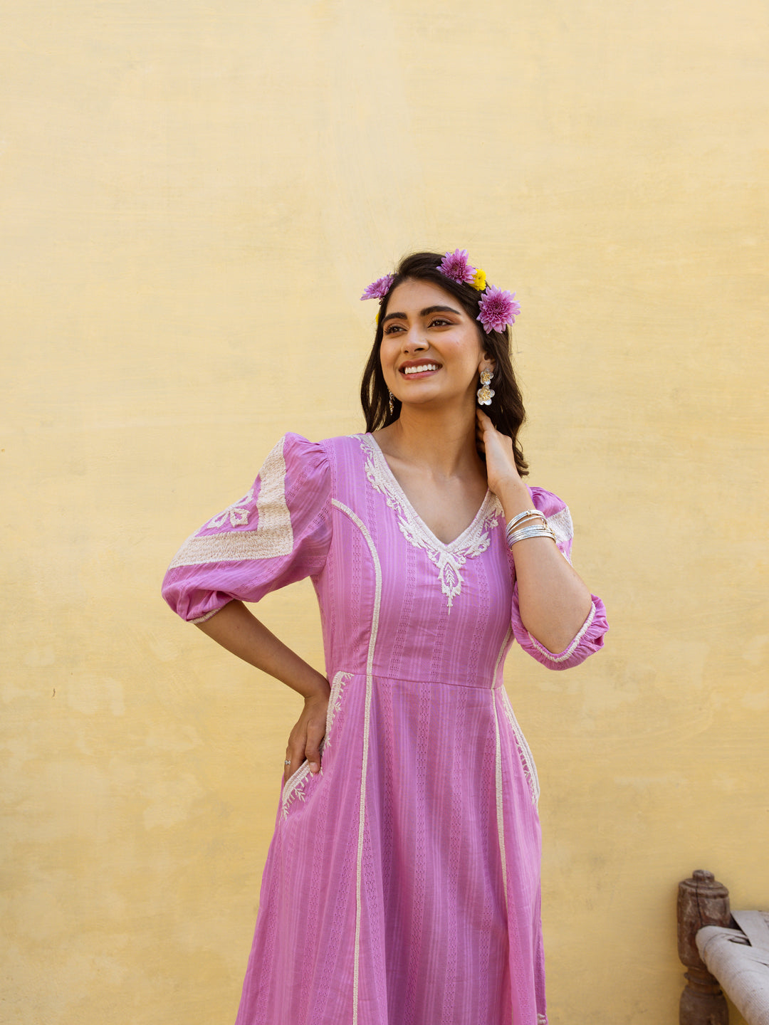 Fredy Embroidery Pink Dress
