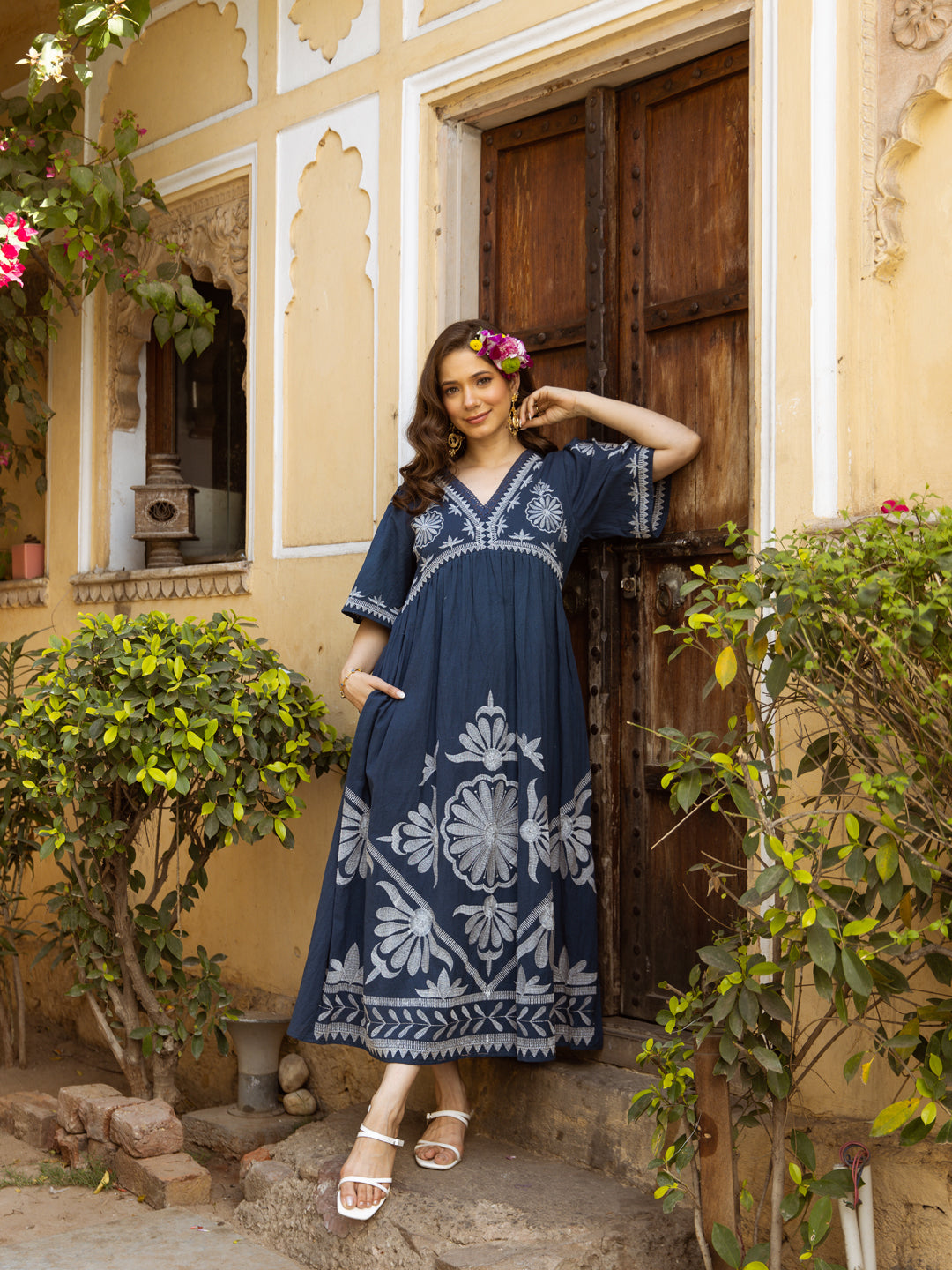 Milan embroidery blue  dress